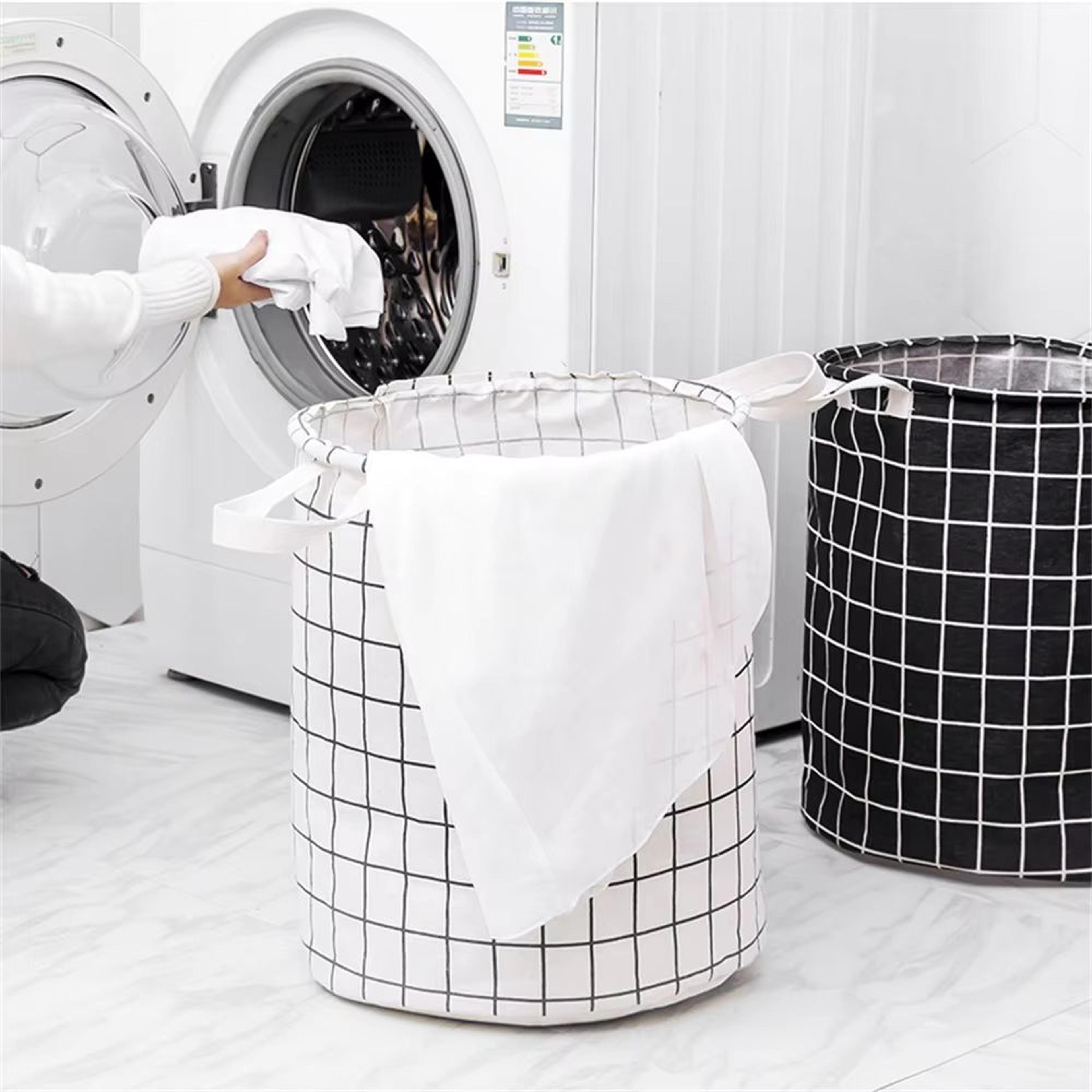 foldable cotton linen laundry storage basket with waterproof interior
