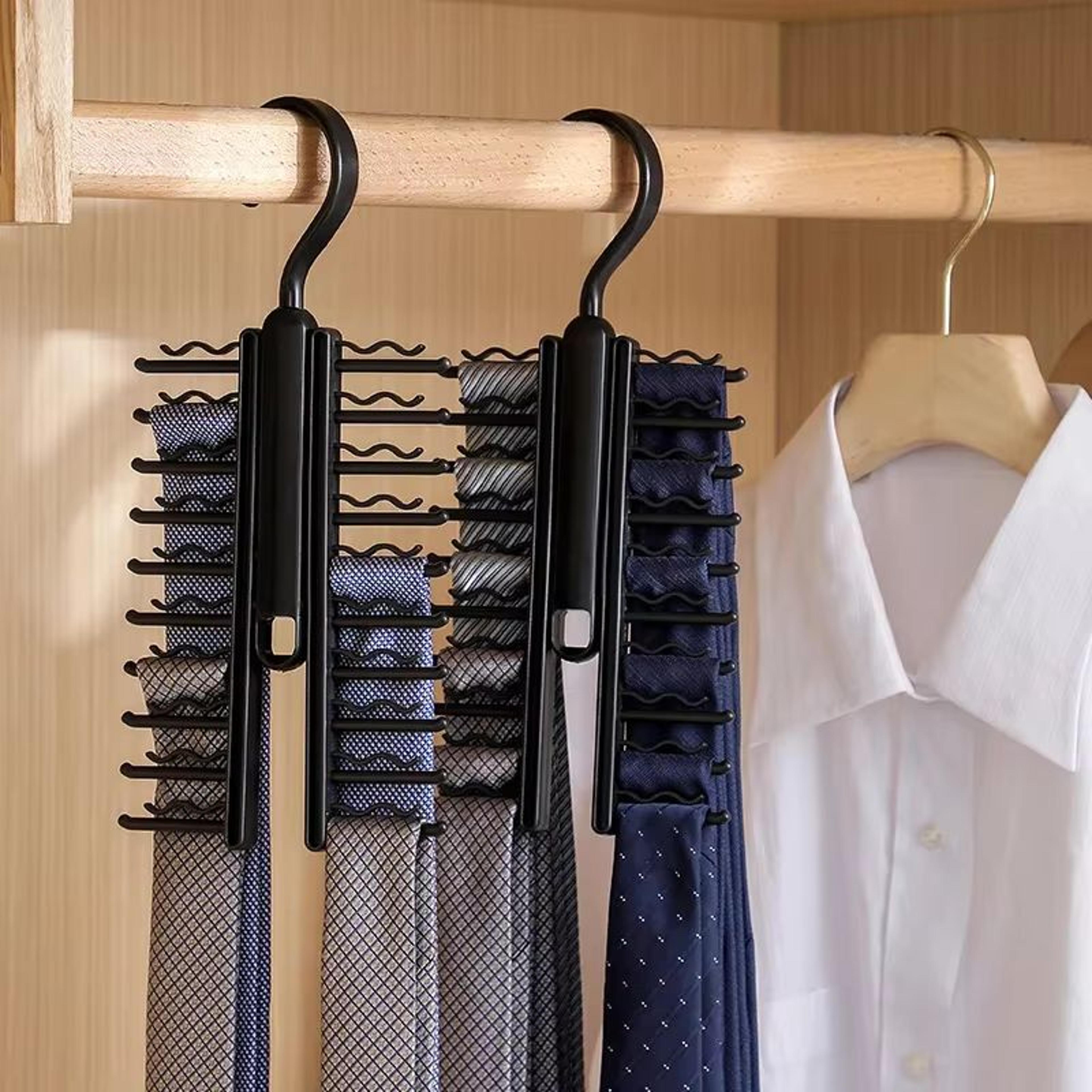 adjustable rotating tie and belt storage rack closet organizer for ties scarves and accessories