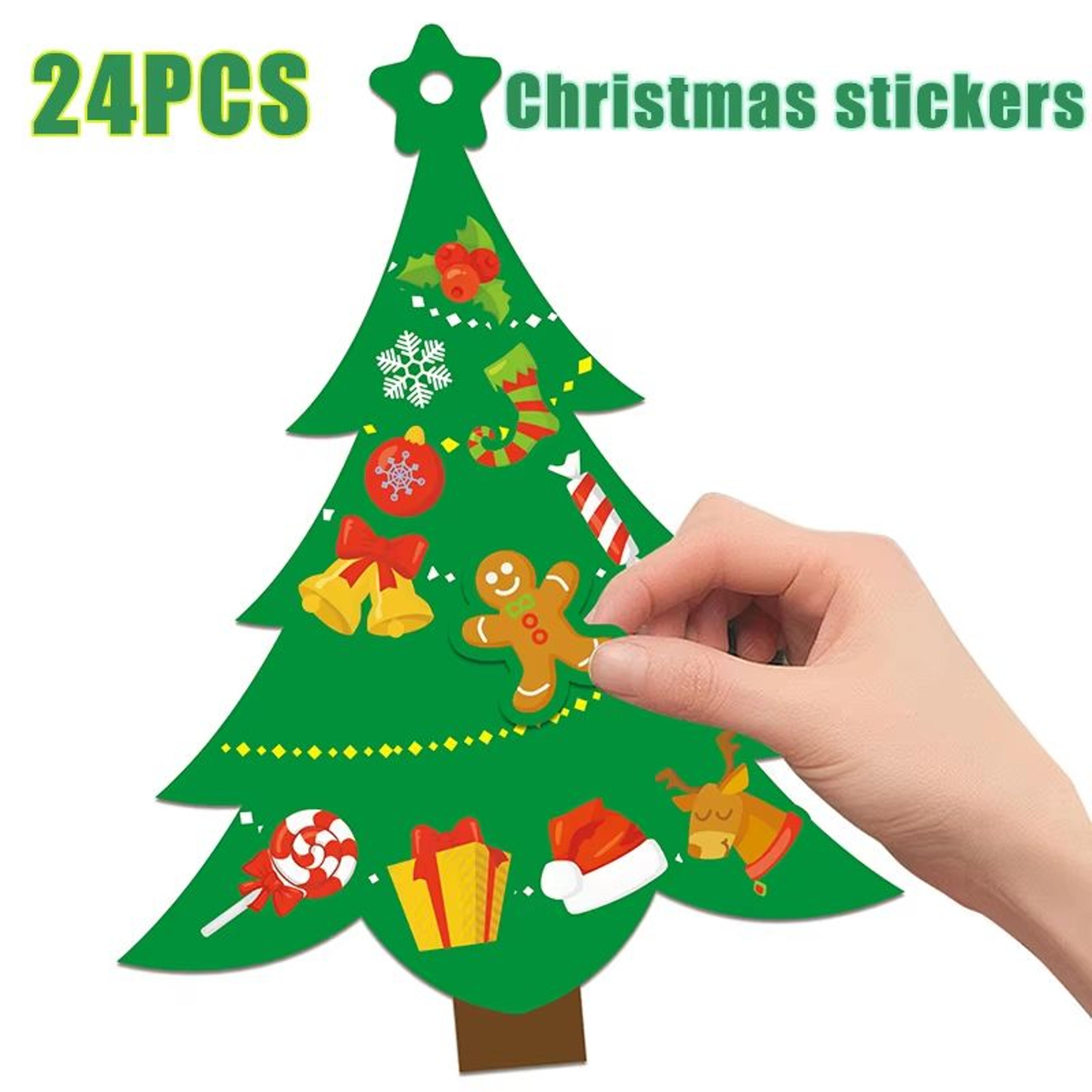 cartoon christmas gift tags and tree stickers set for holiday xmas party decorations
