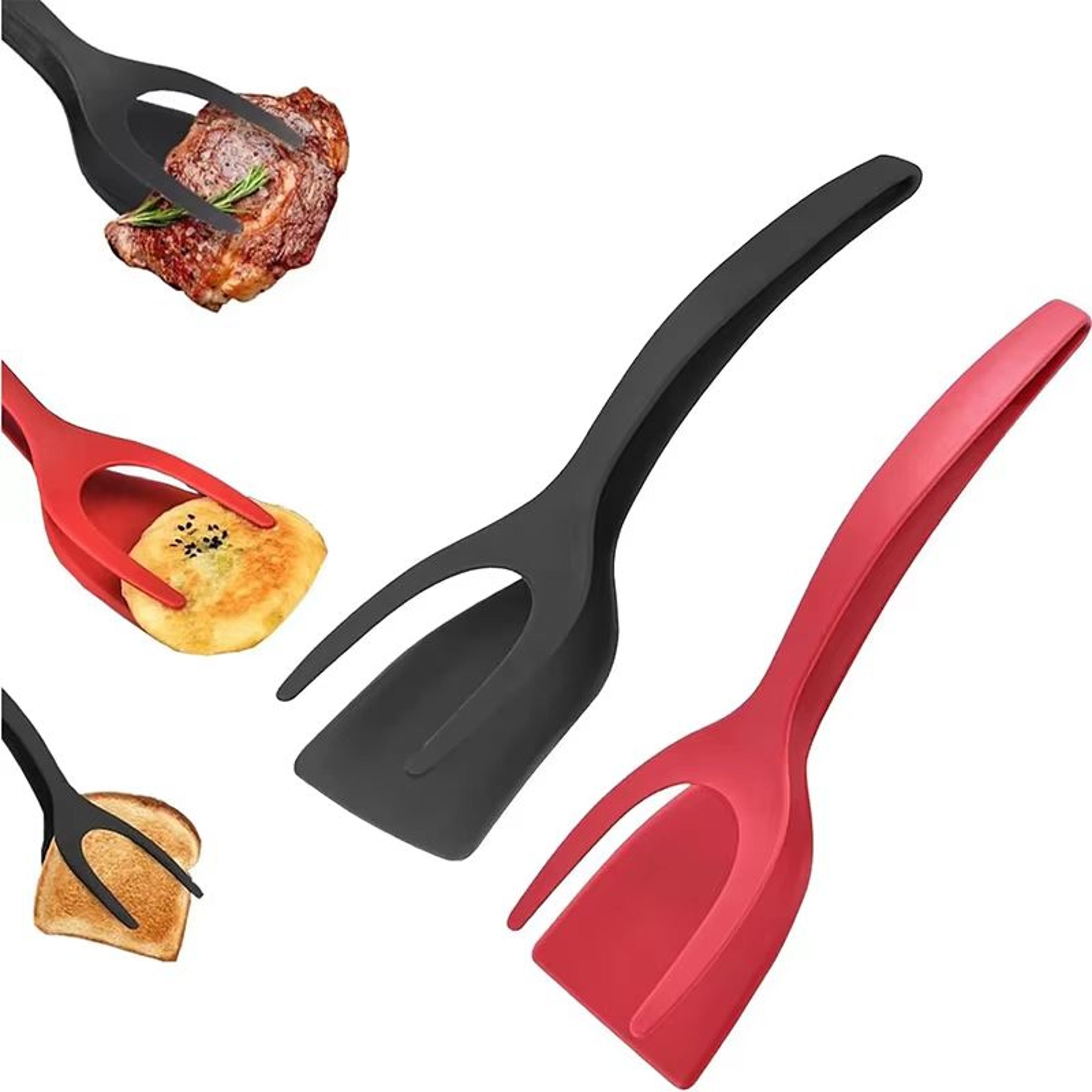 2 in 1 nylon frying spatula tongs fried egg flipper for steak pancakes and toast