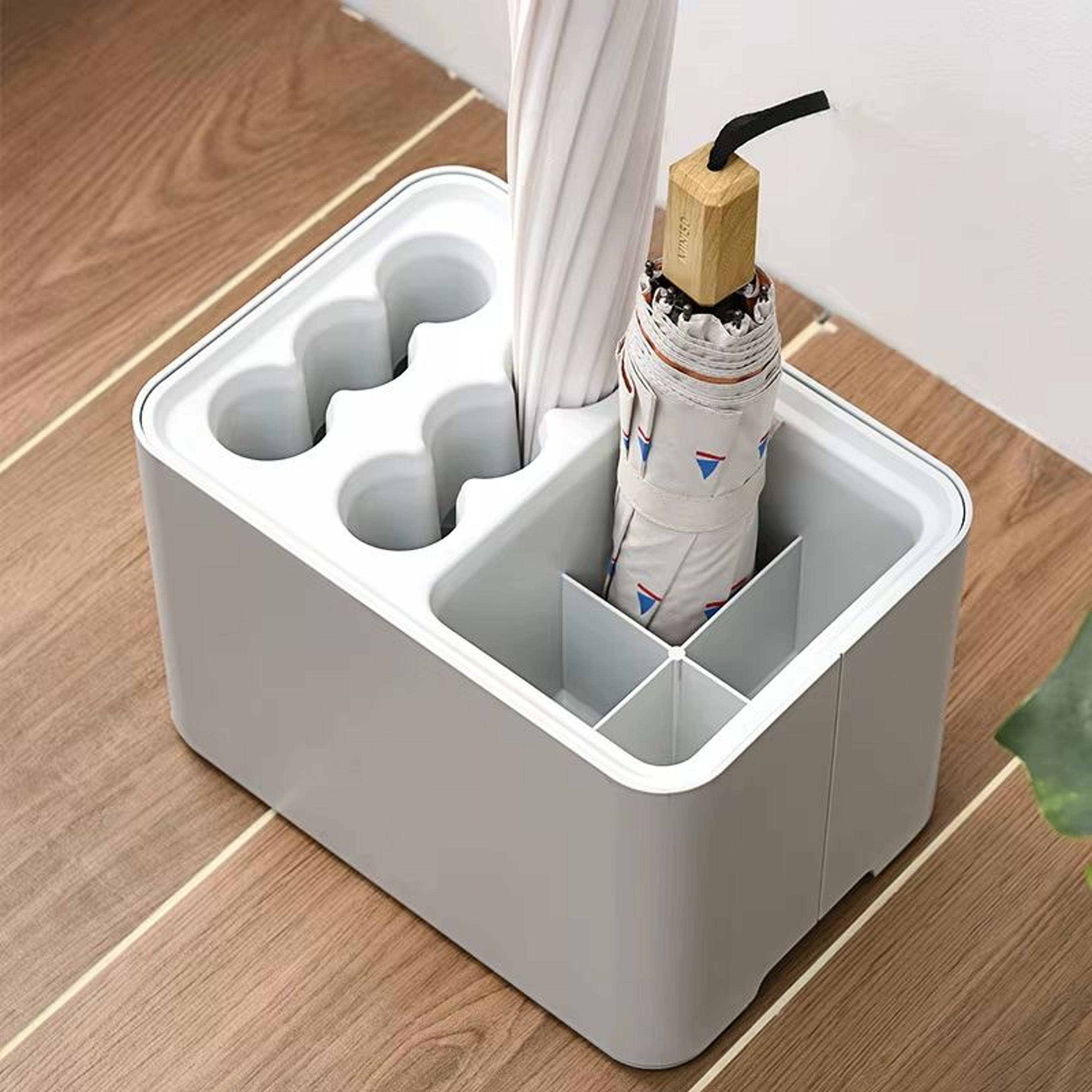 6-hole entryway umbrella stand organizer with drip tray for home and hotel use