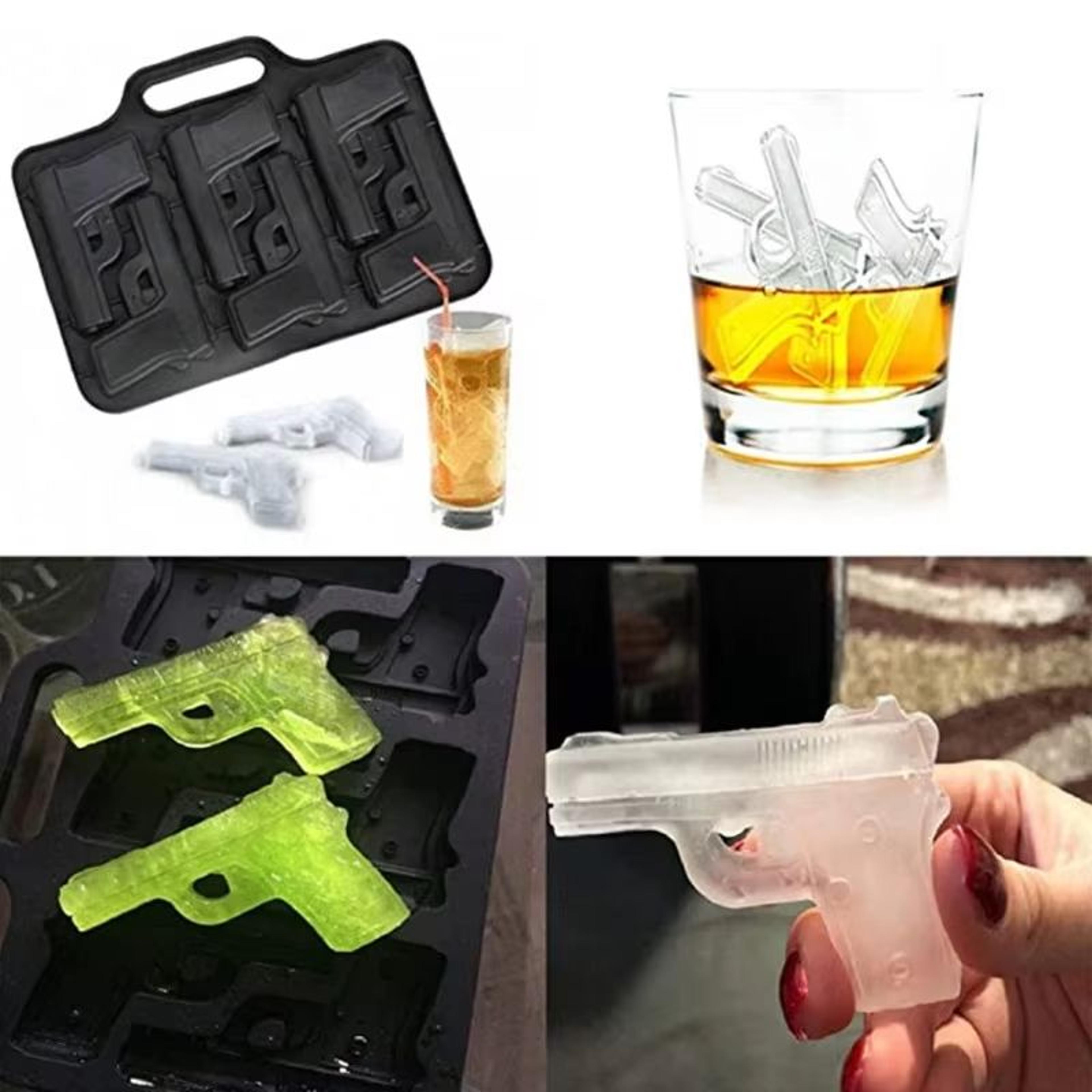 3d ice cube mold set with gun, bullet and grenade shapes - creative summer whiskey and drink maker