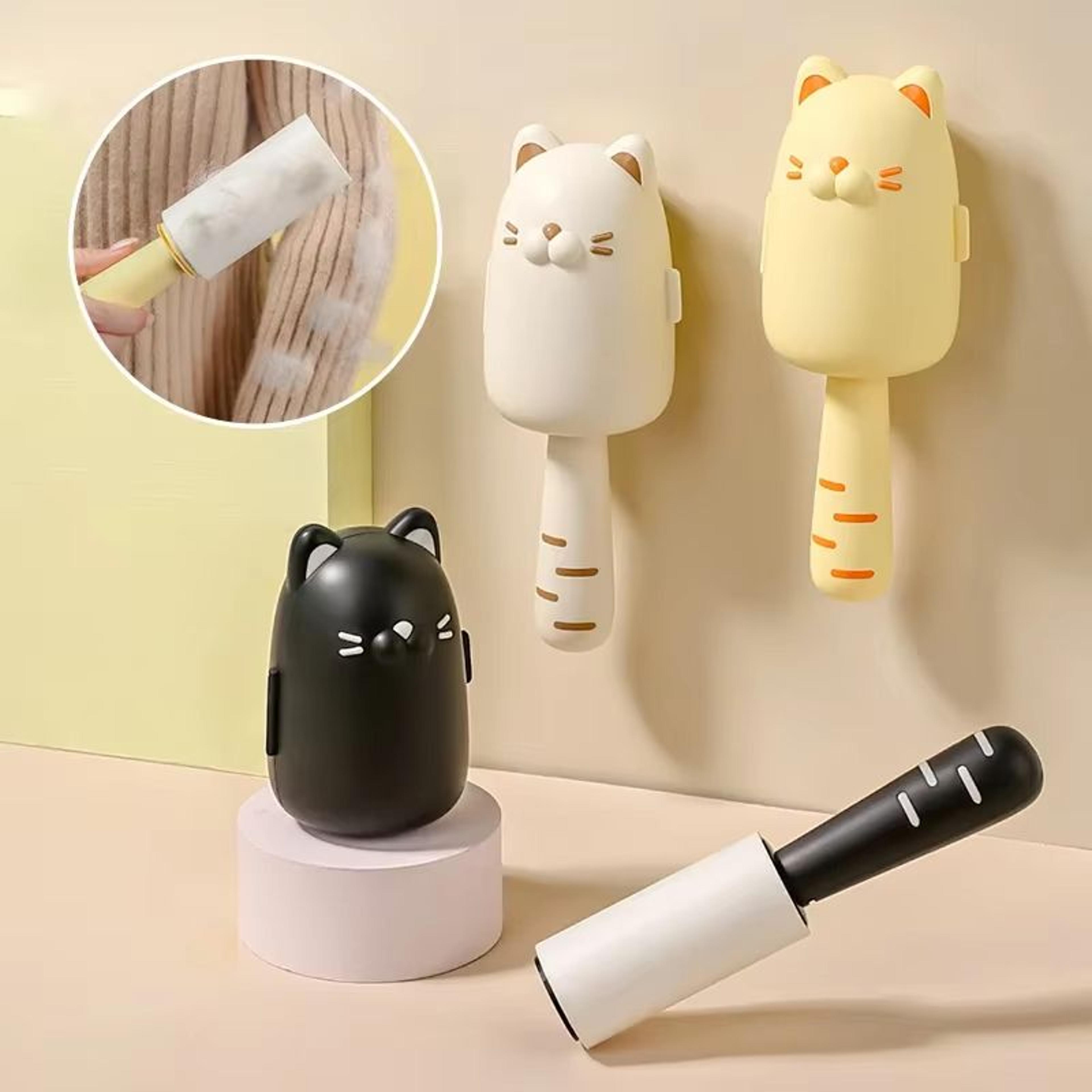 cute cat-shape hair remover roller tearable adhesive paper sticky brush for clothes and home