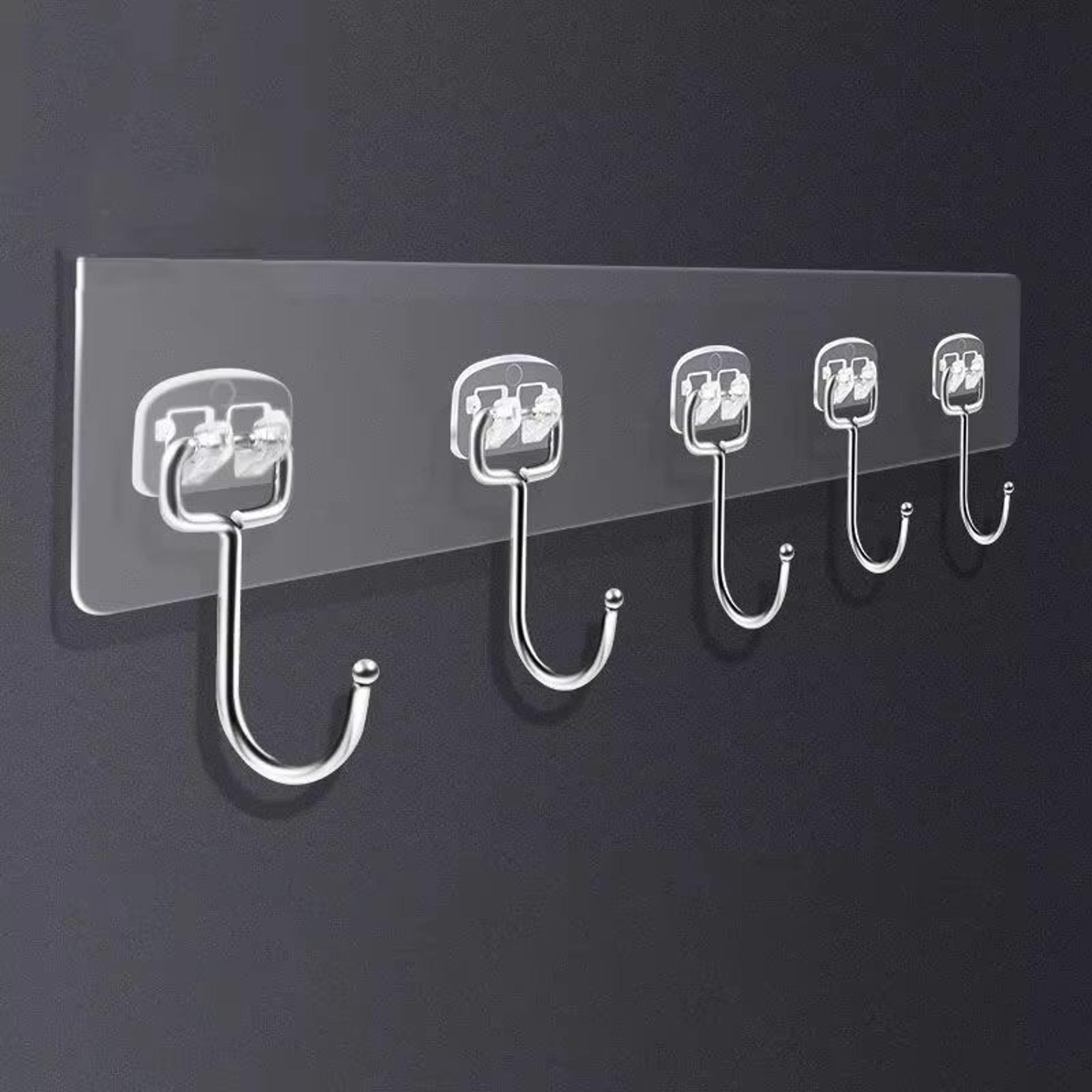 transparent multi row adhesive wall hooks strong clear door and wall organizer
