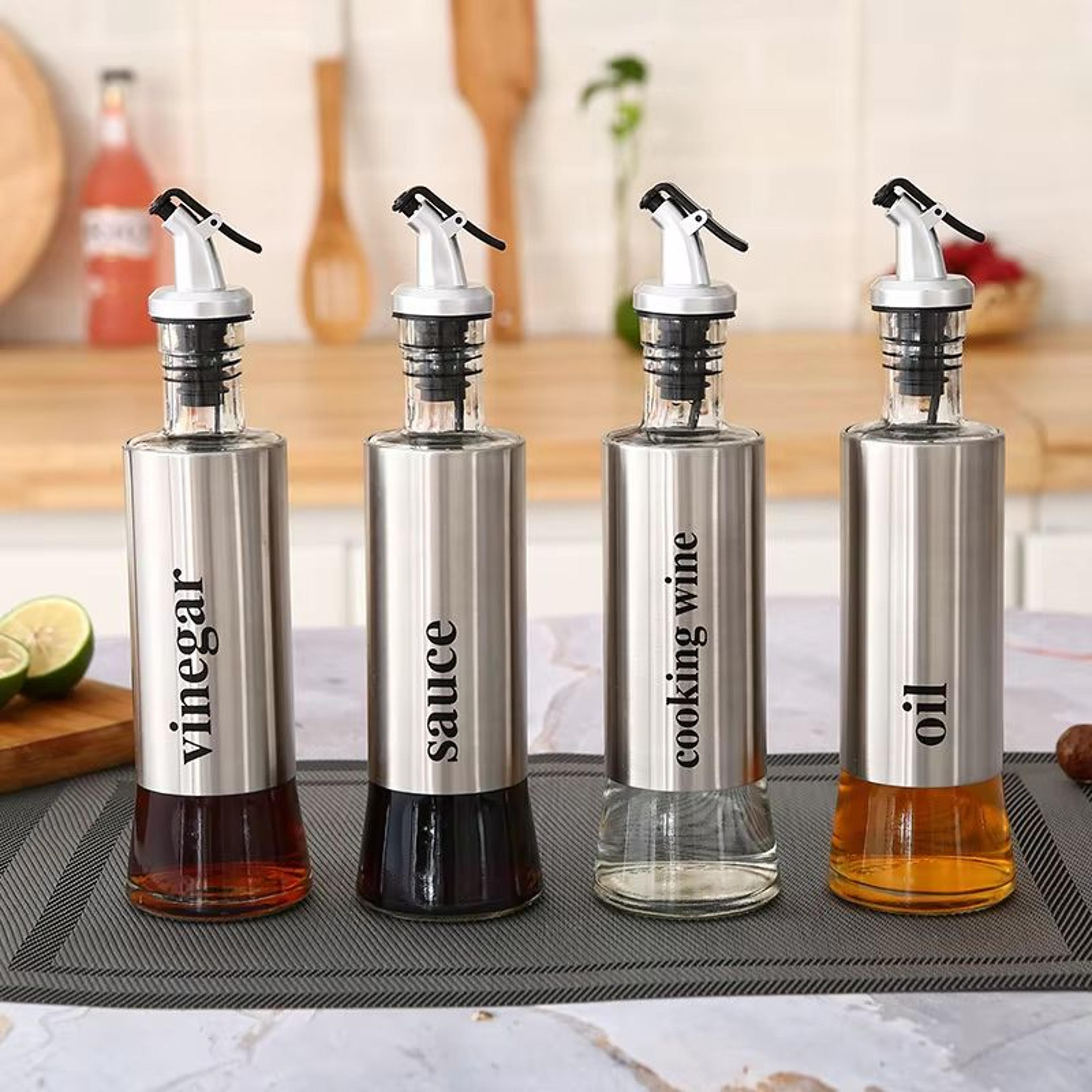 glass seasoning bottle dispenser olive oil vinegar sauce jar for kitchen