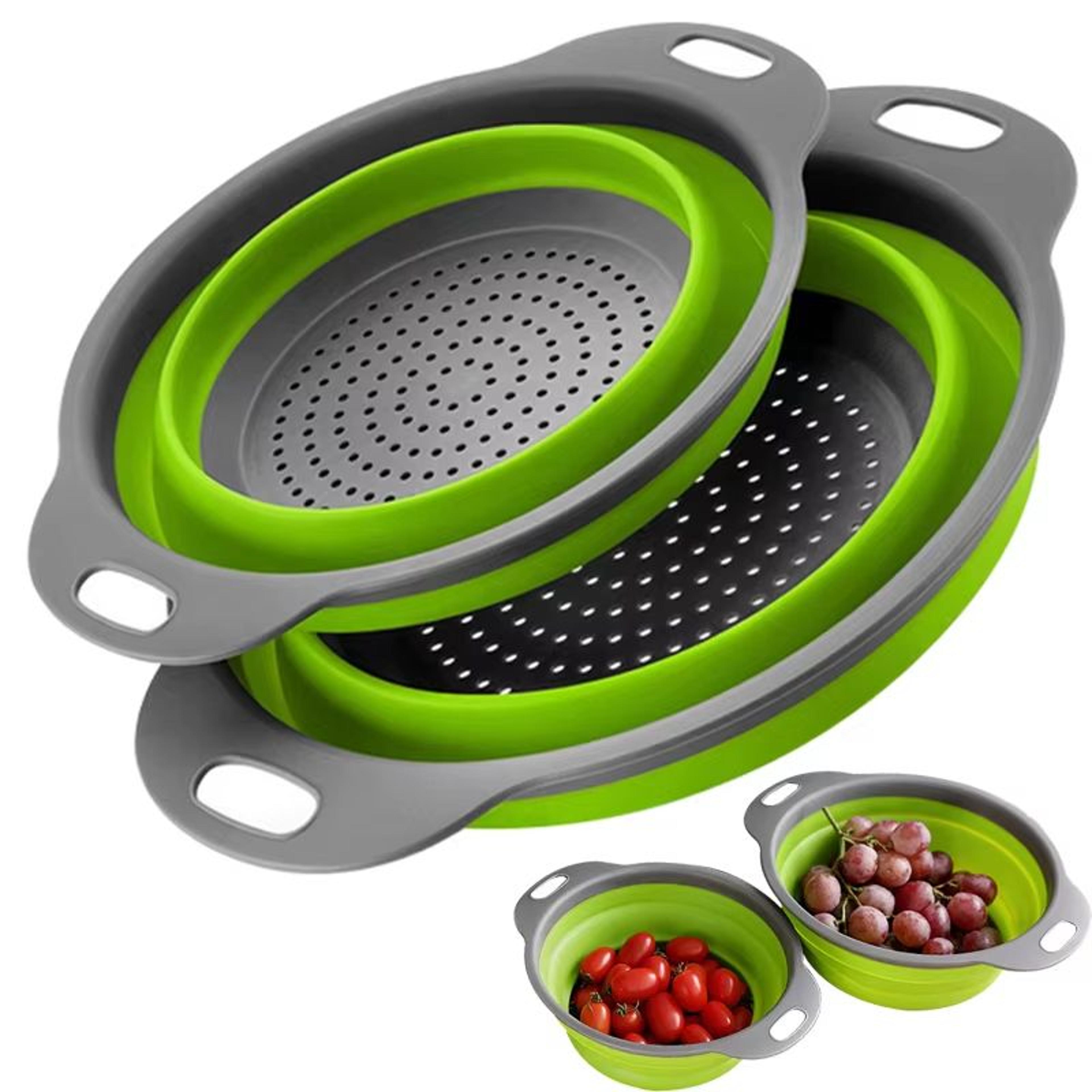 collapsible silicone colander drain basket folding vegetable and fruit washing strainer