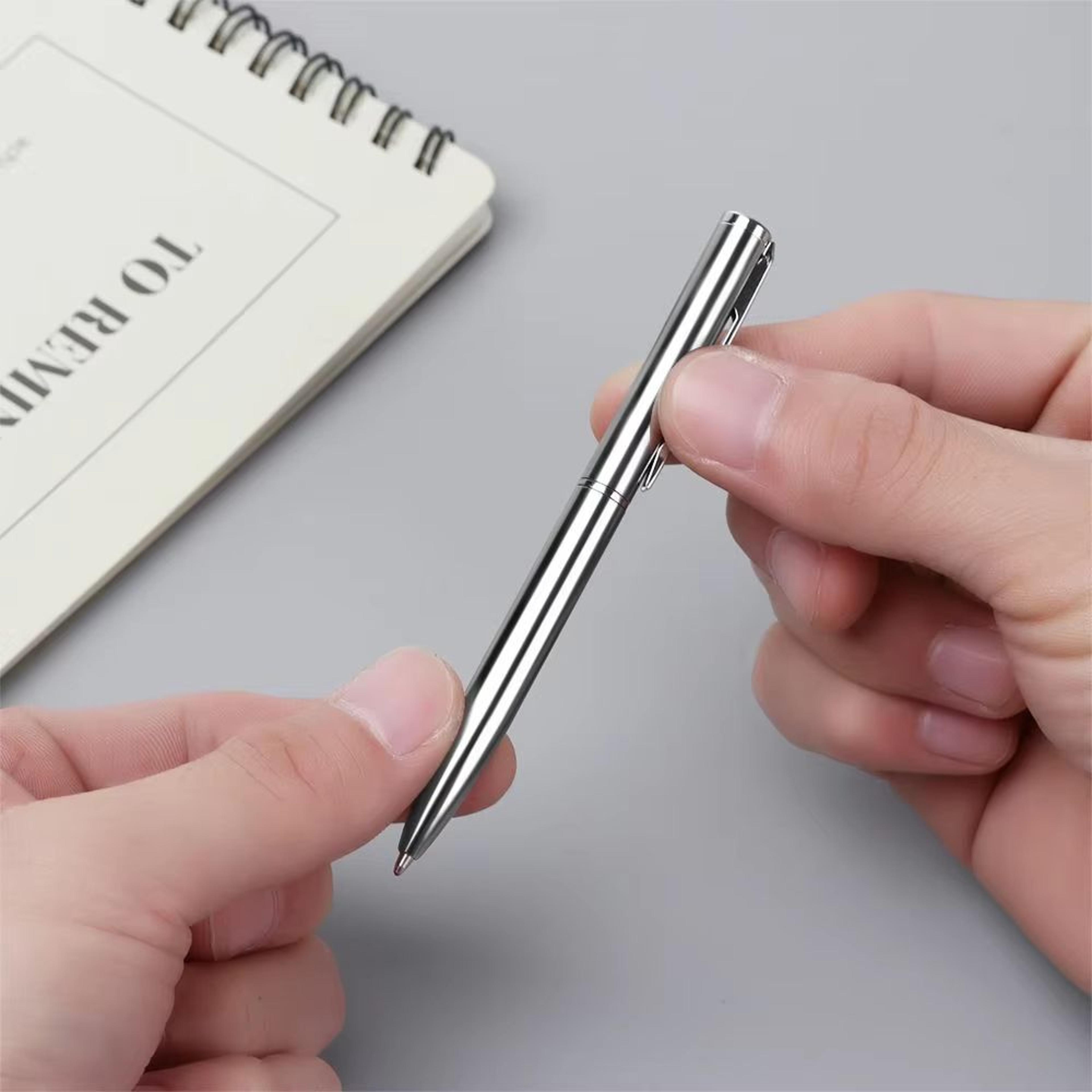 mini portable metal ballpoint pen with waterborne ink and multiple color refills