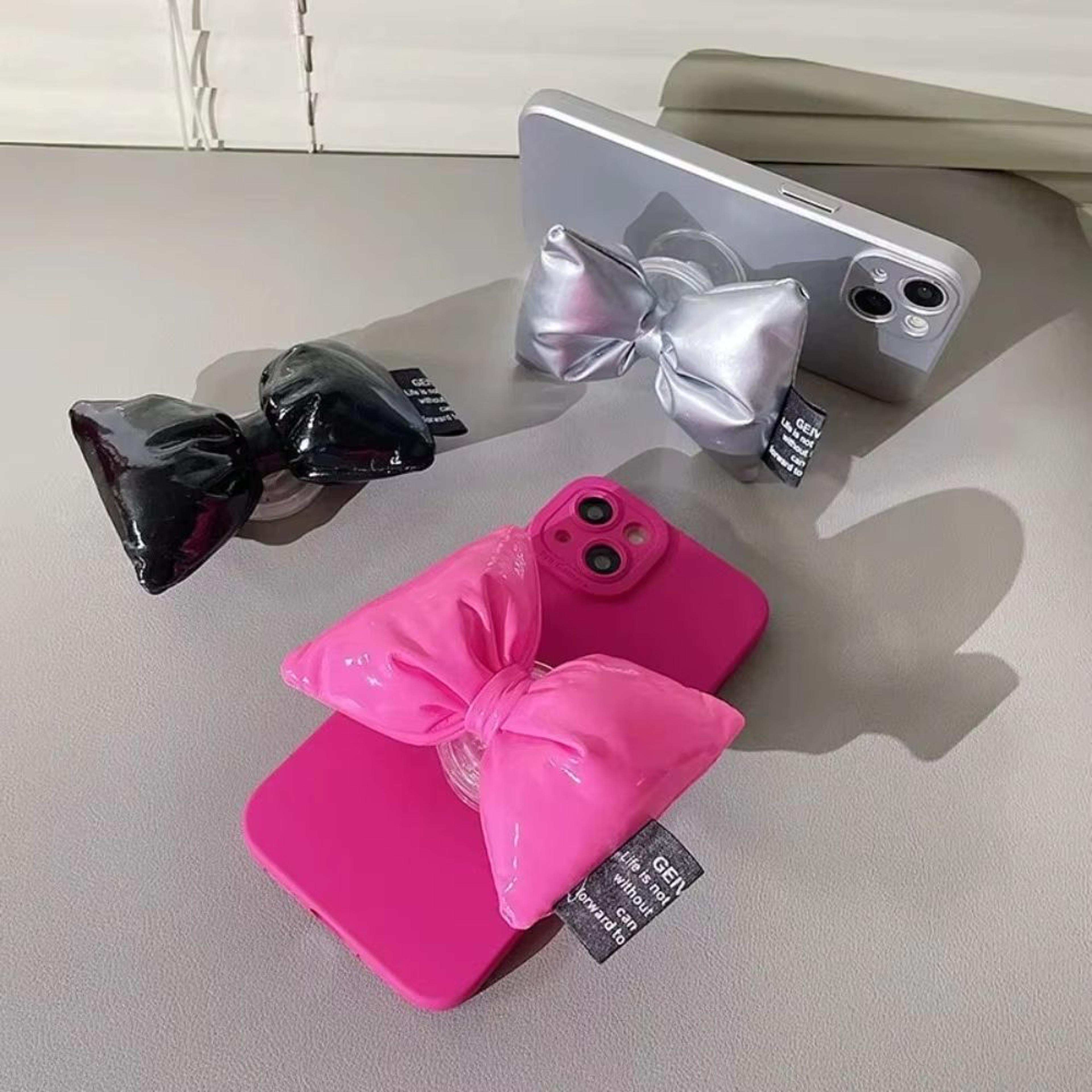 cute 3d down jacket bowknot phone grip ring holder for iphone samsung devices