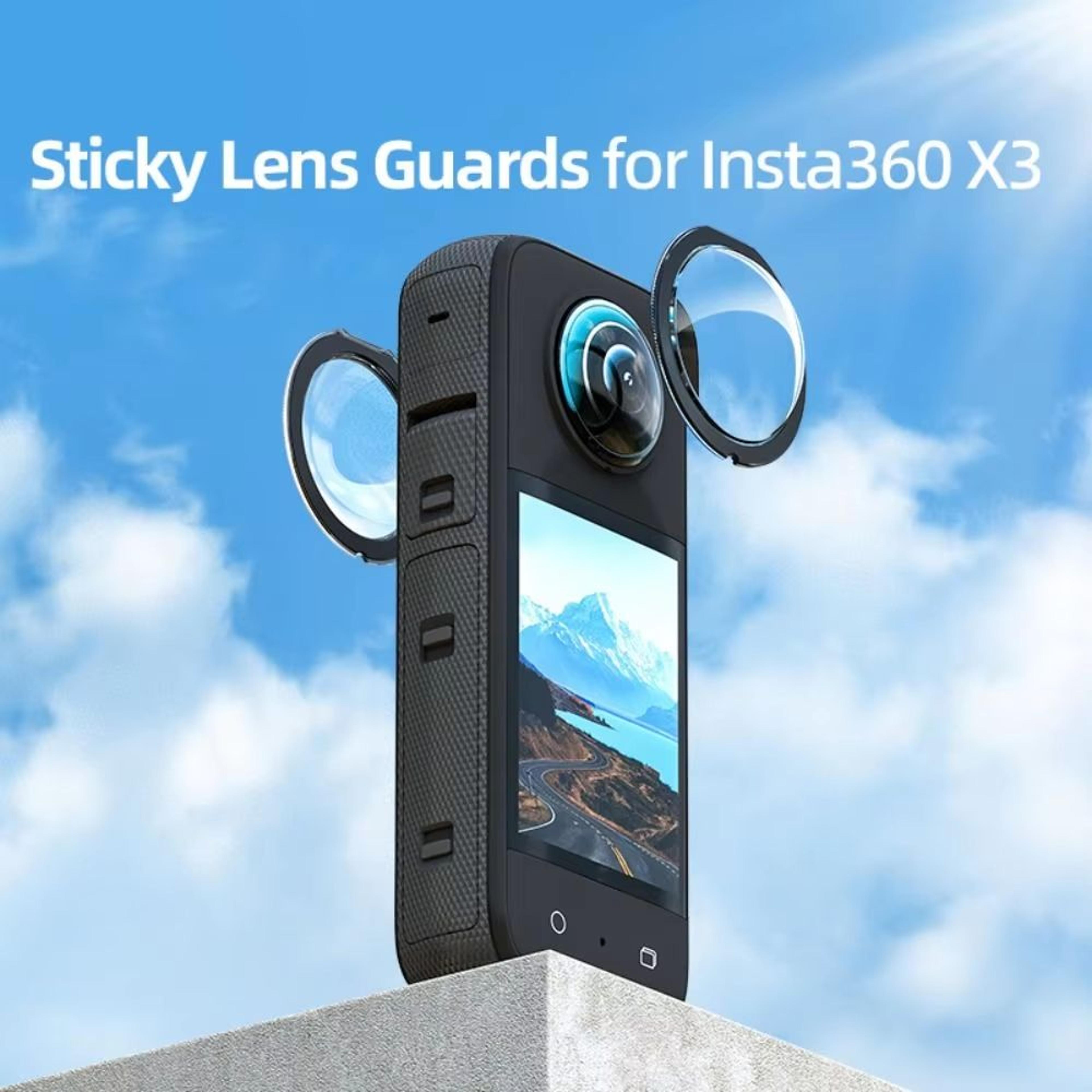insta360 x3 dual sticky lens guards with waterproof mirror lens protection