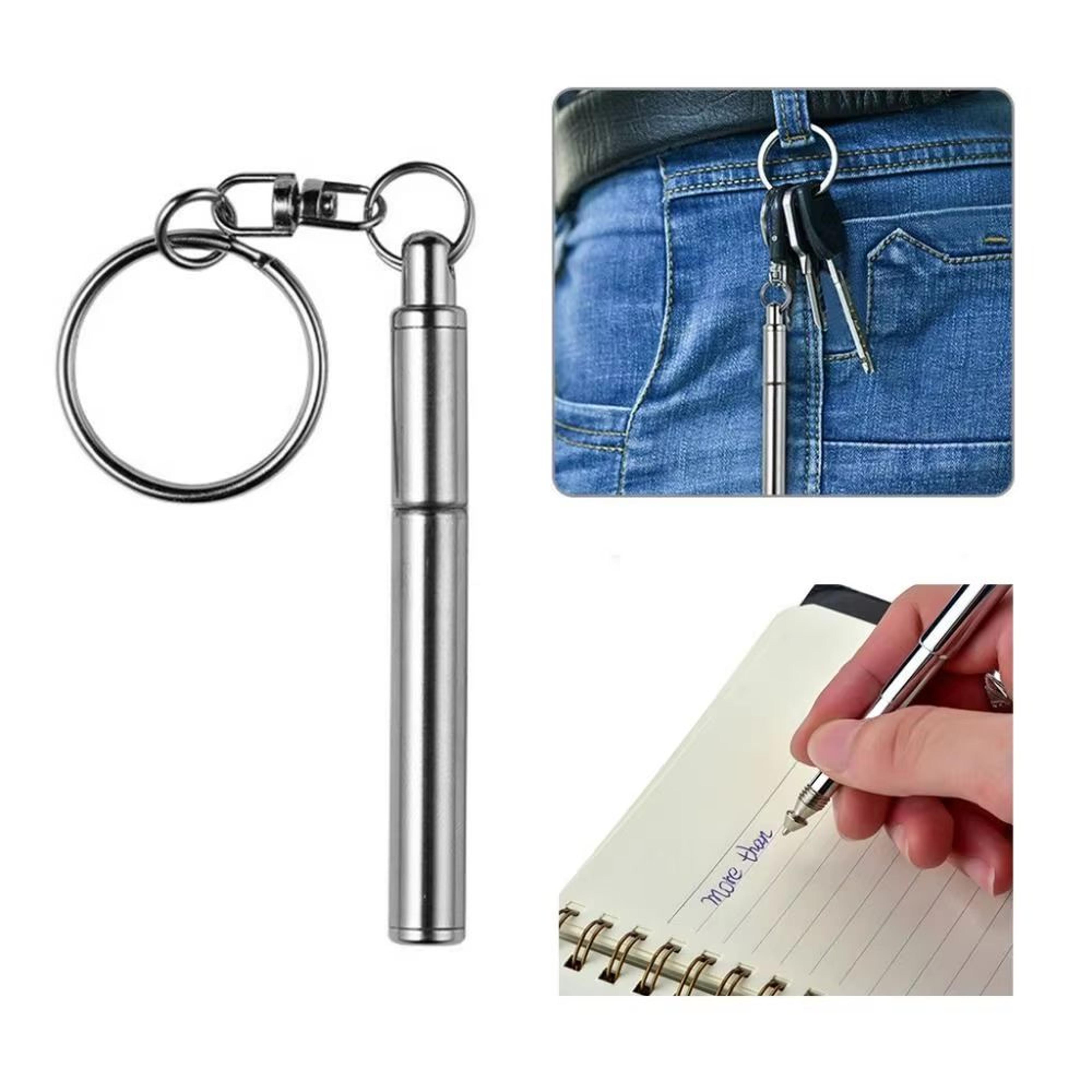 stainless steel telescoping key ring ballpoint pen portable everyday carry