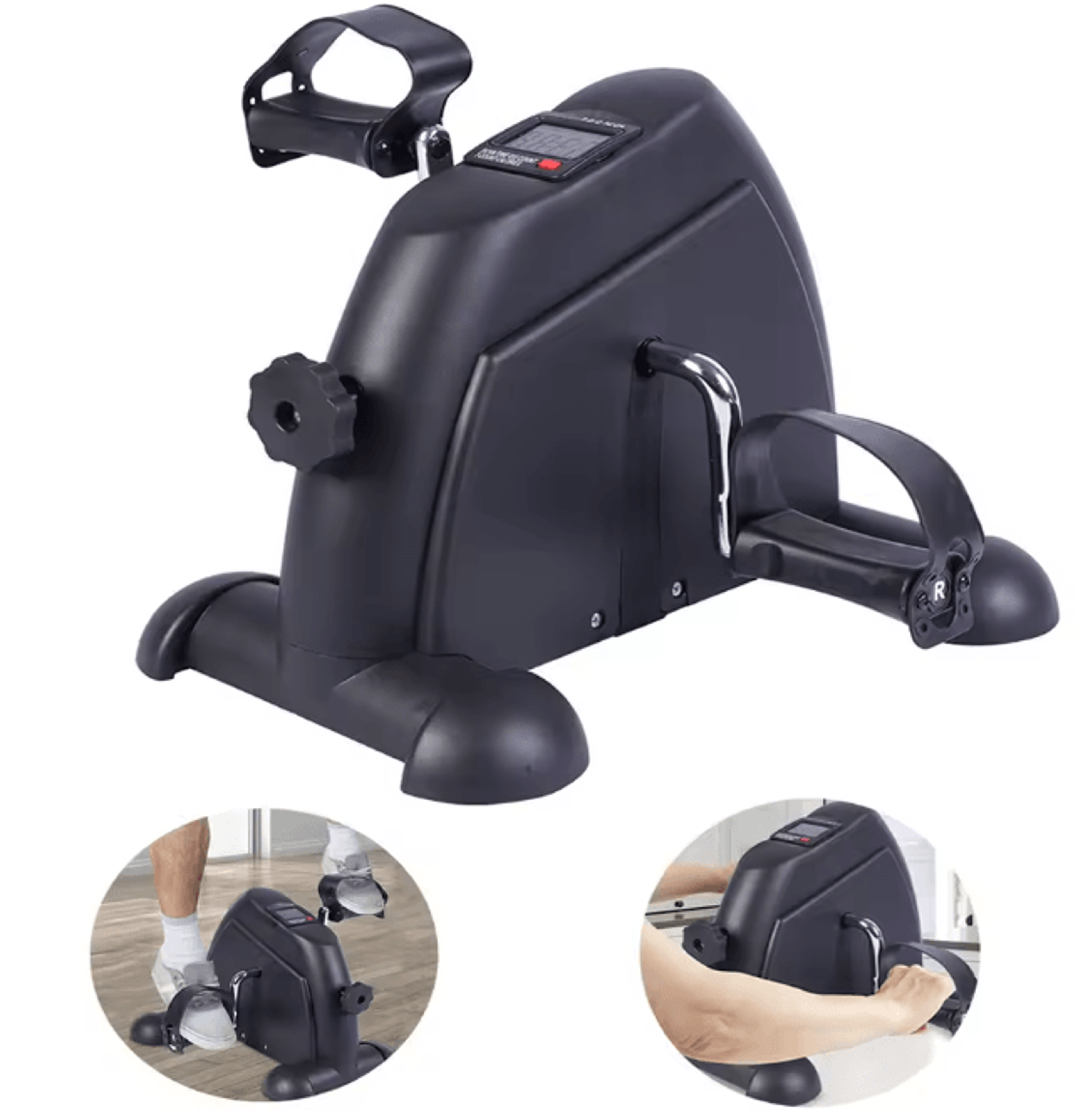 portable under desk pedal exerciser mini exercise bike with lcd screen for leg and arm training
