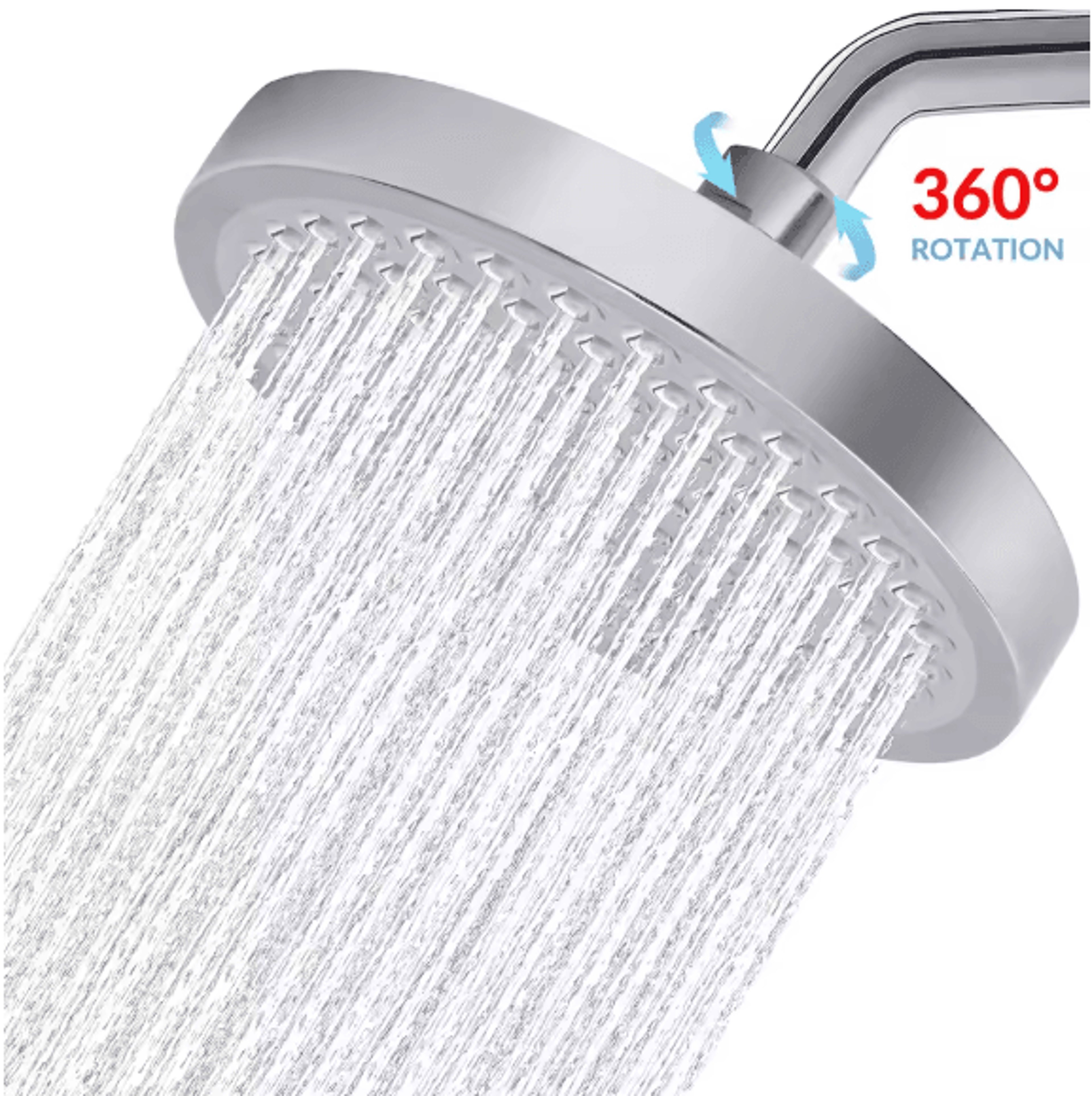 6-inch high pressure stainless steel wall mounted rainfall shower head adjustable replacement
