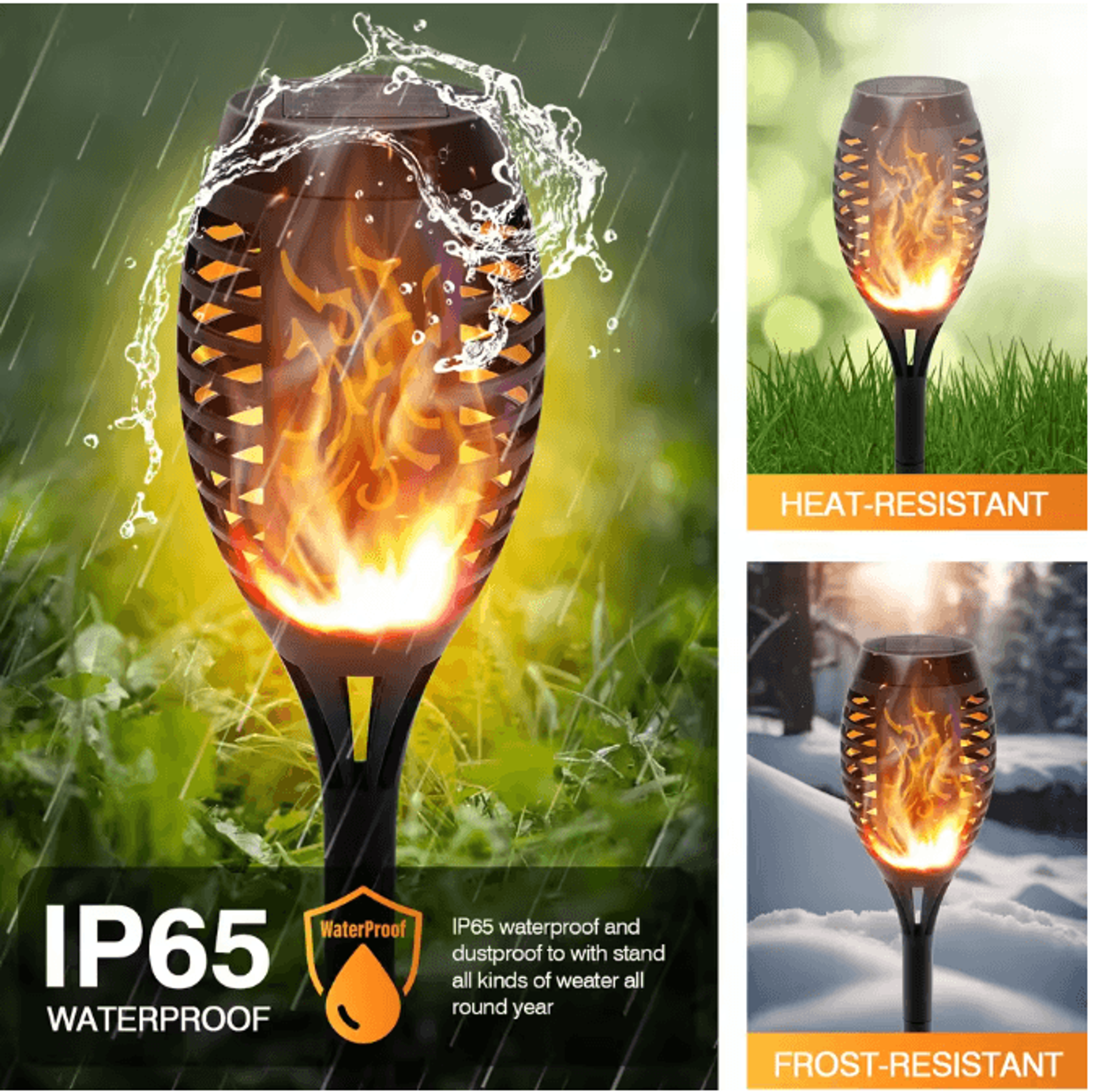 6-pack solar outdoor flickering flame led lights waterproof solar torch lights for garden yard patio pathway