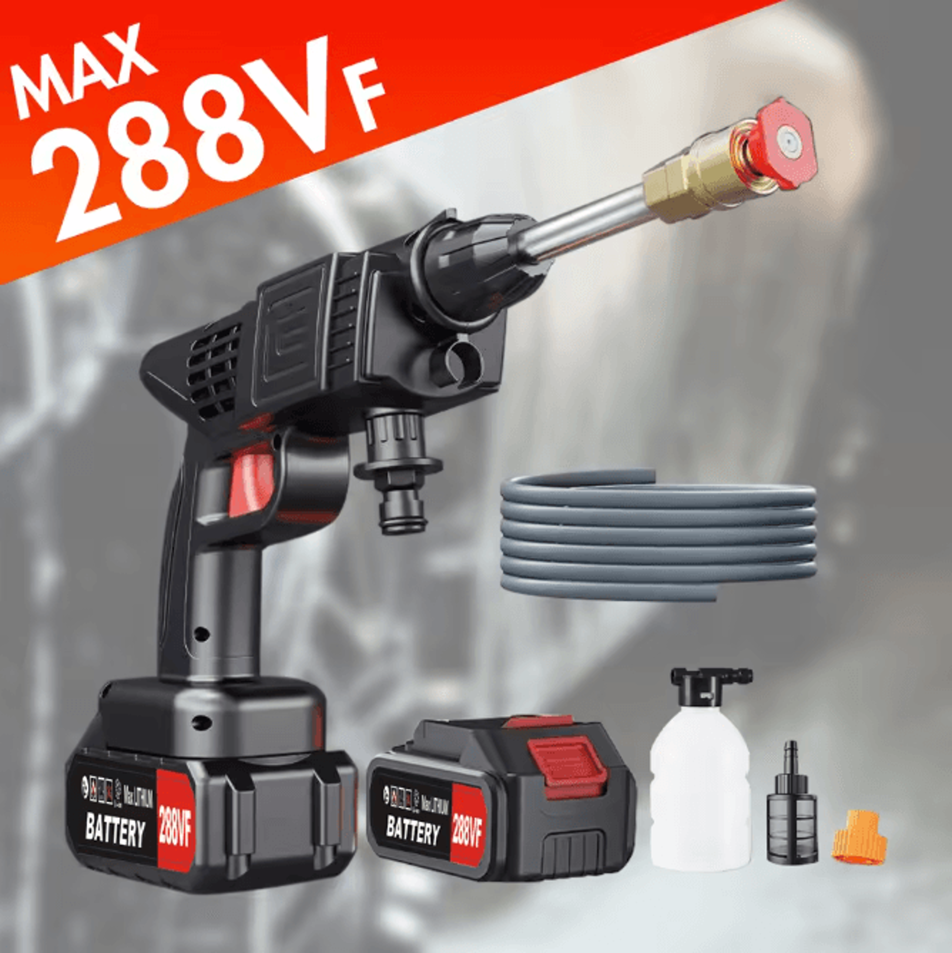 21v cordless high pressure electric power washer with dual 1200 mah batteries and charger