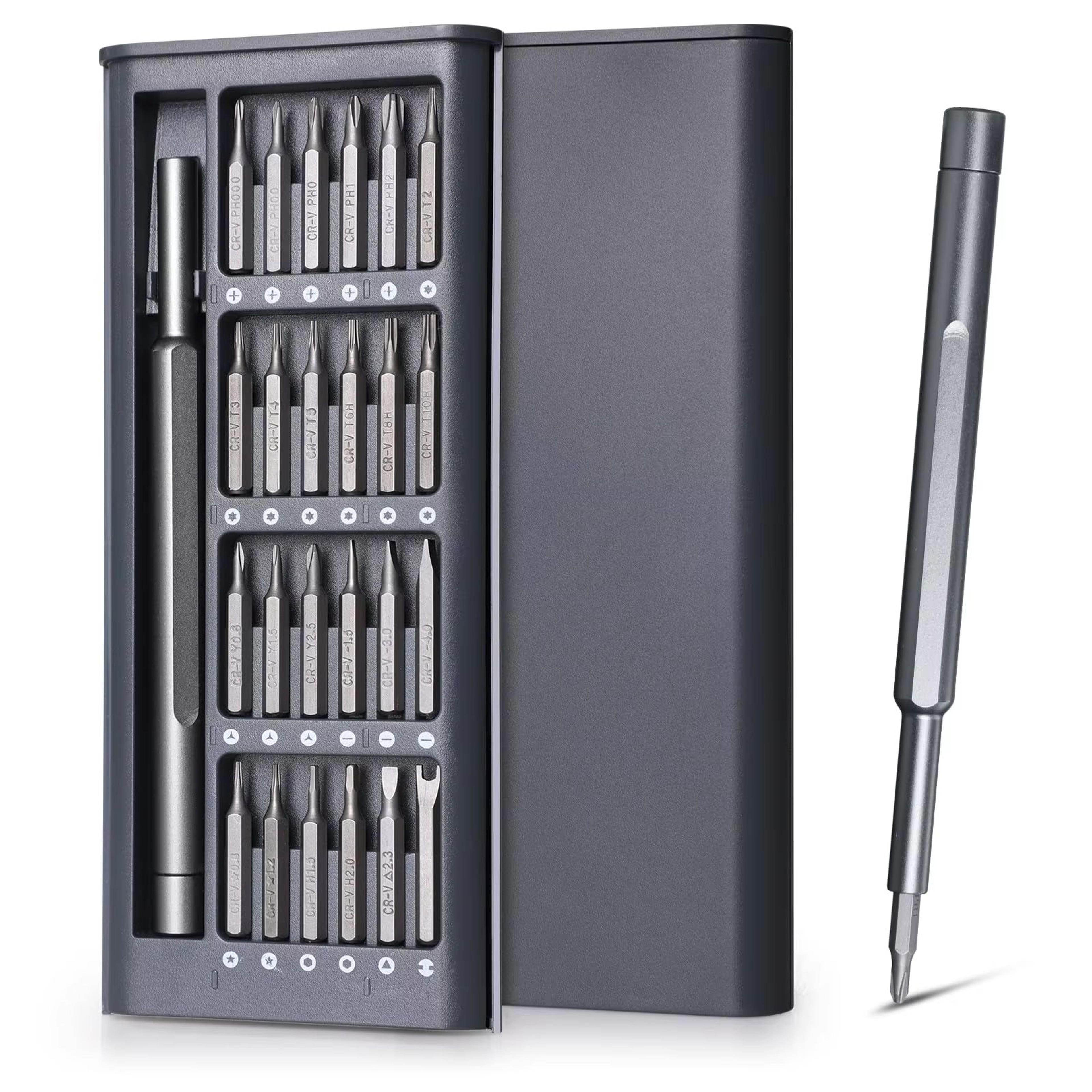 precision screwdriver set 25-in-1 magnetic mini repair kit for iphone, pc, watch, camera, and glasses