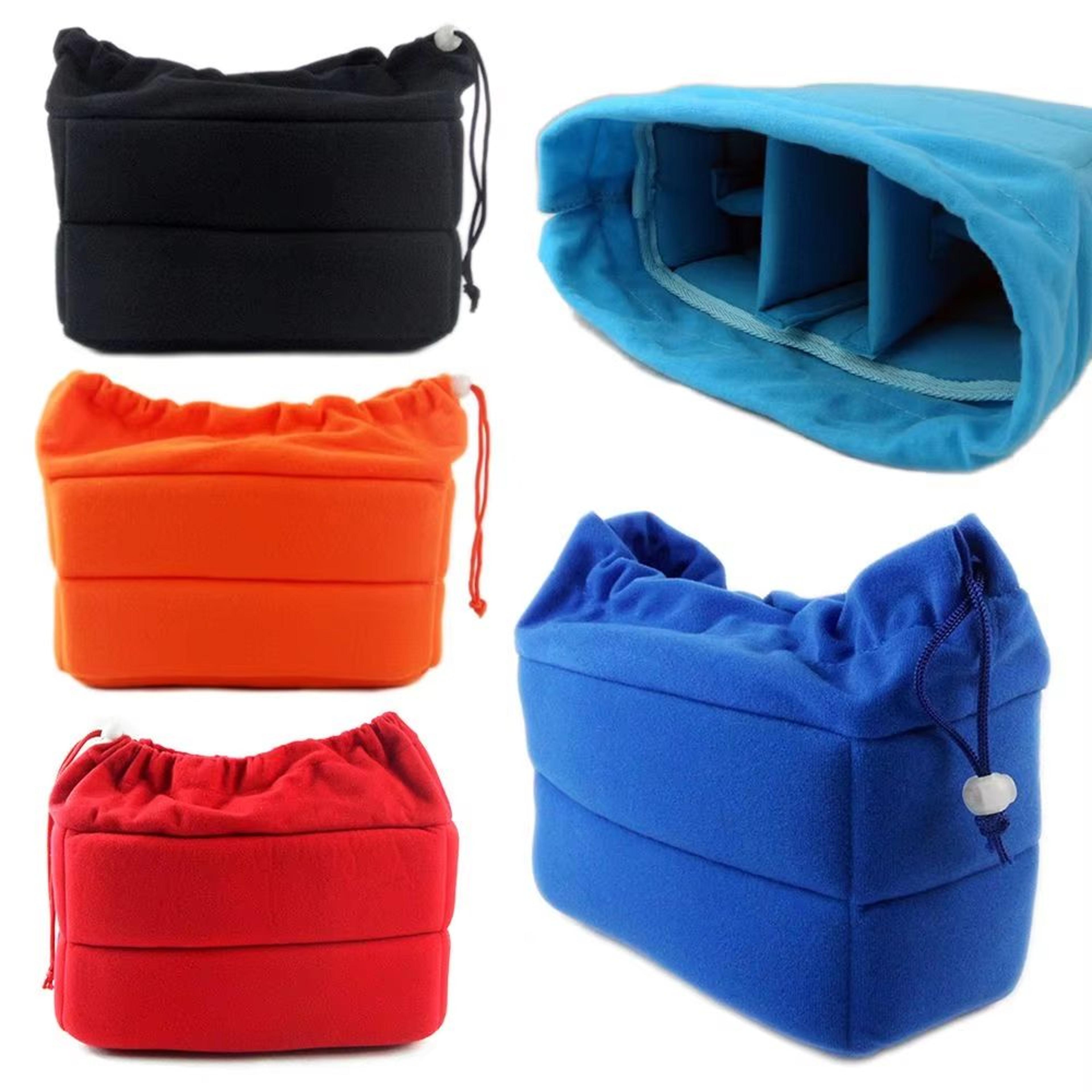 padded camera insert bag with velvet lining - shockproof protective case for dslr cameras and lenses (canon, nikon, sony