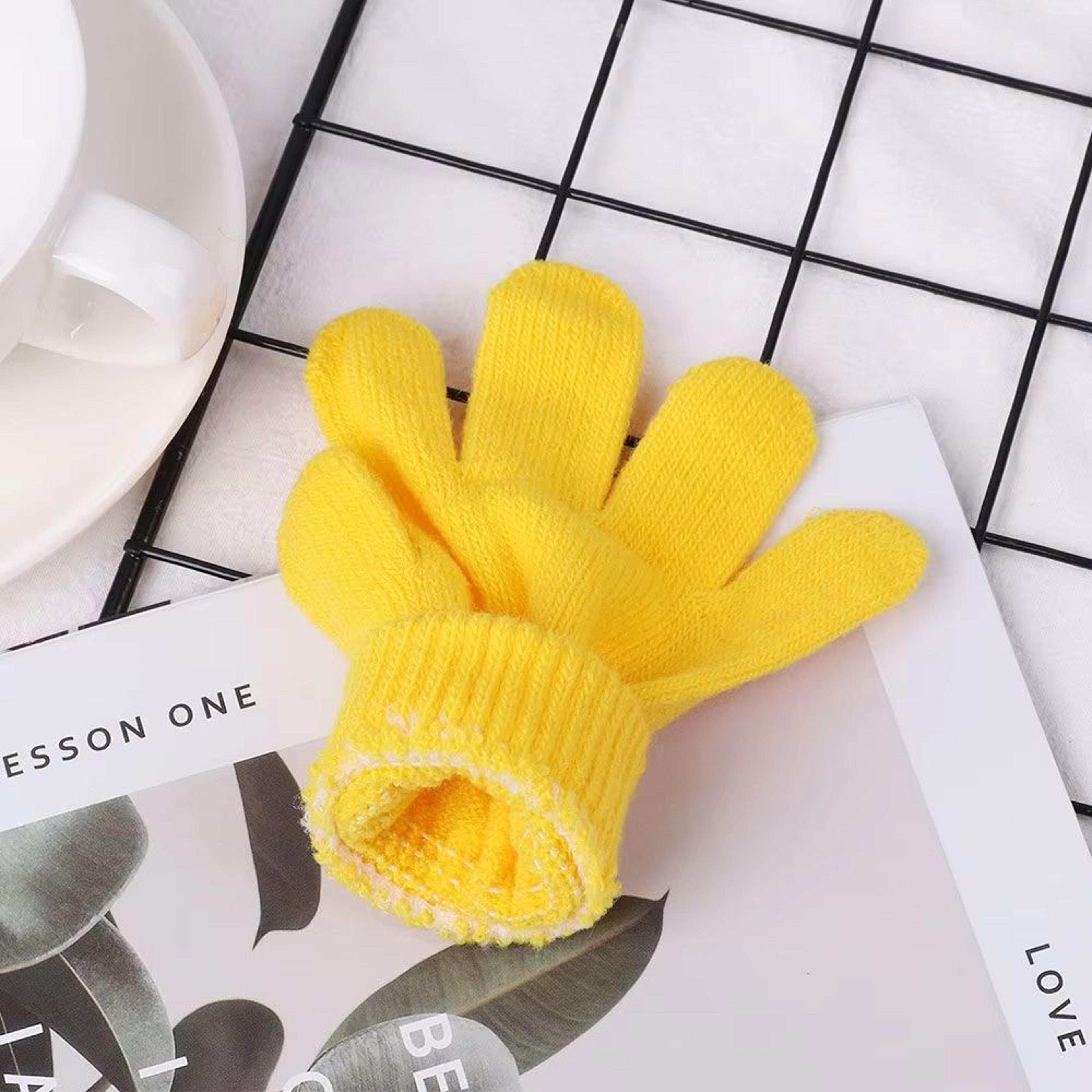 stretchy knitted children's winter warm full-finger gloves