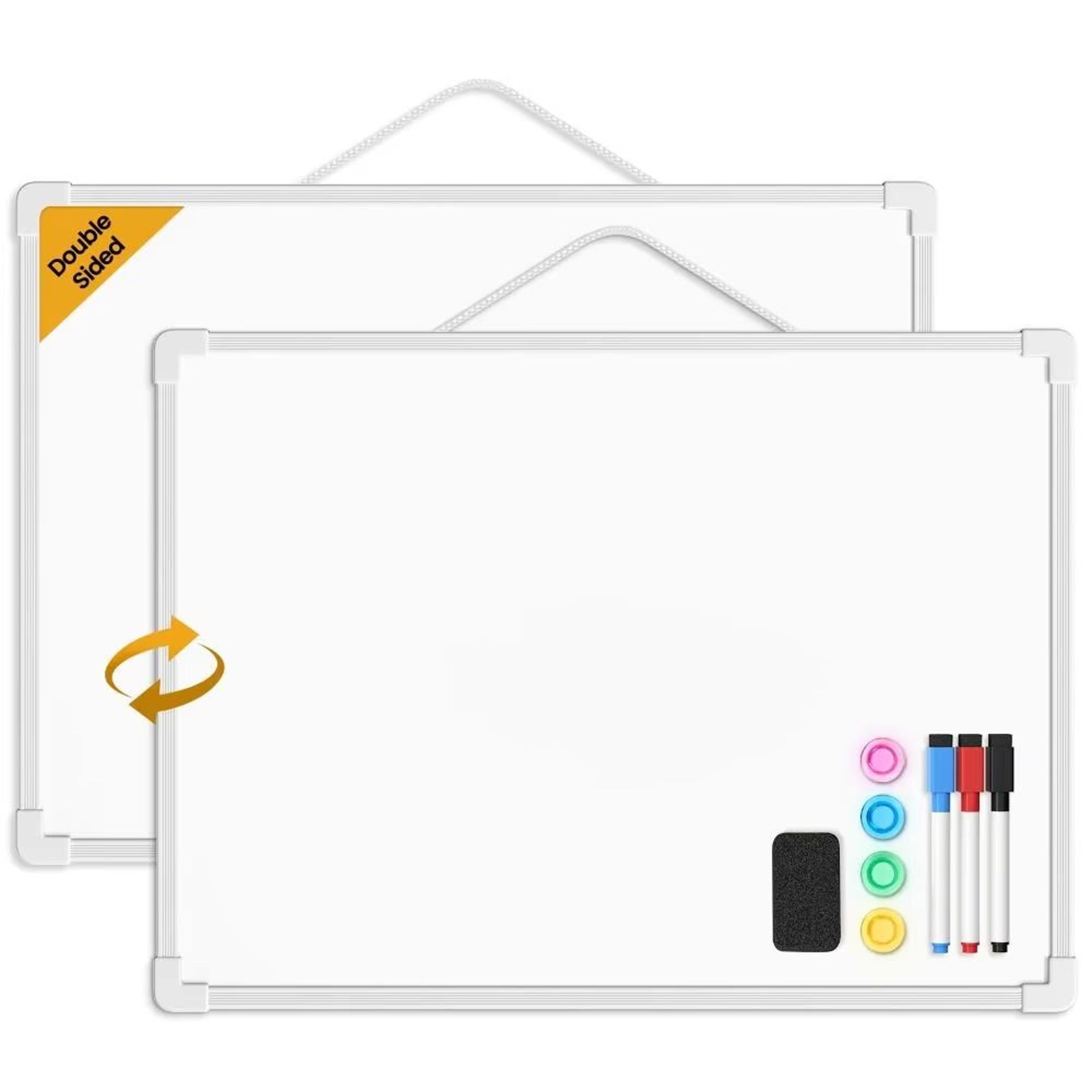 magnetic double-sided dry erase board with markers & magnets 16" x 12"