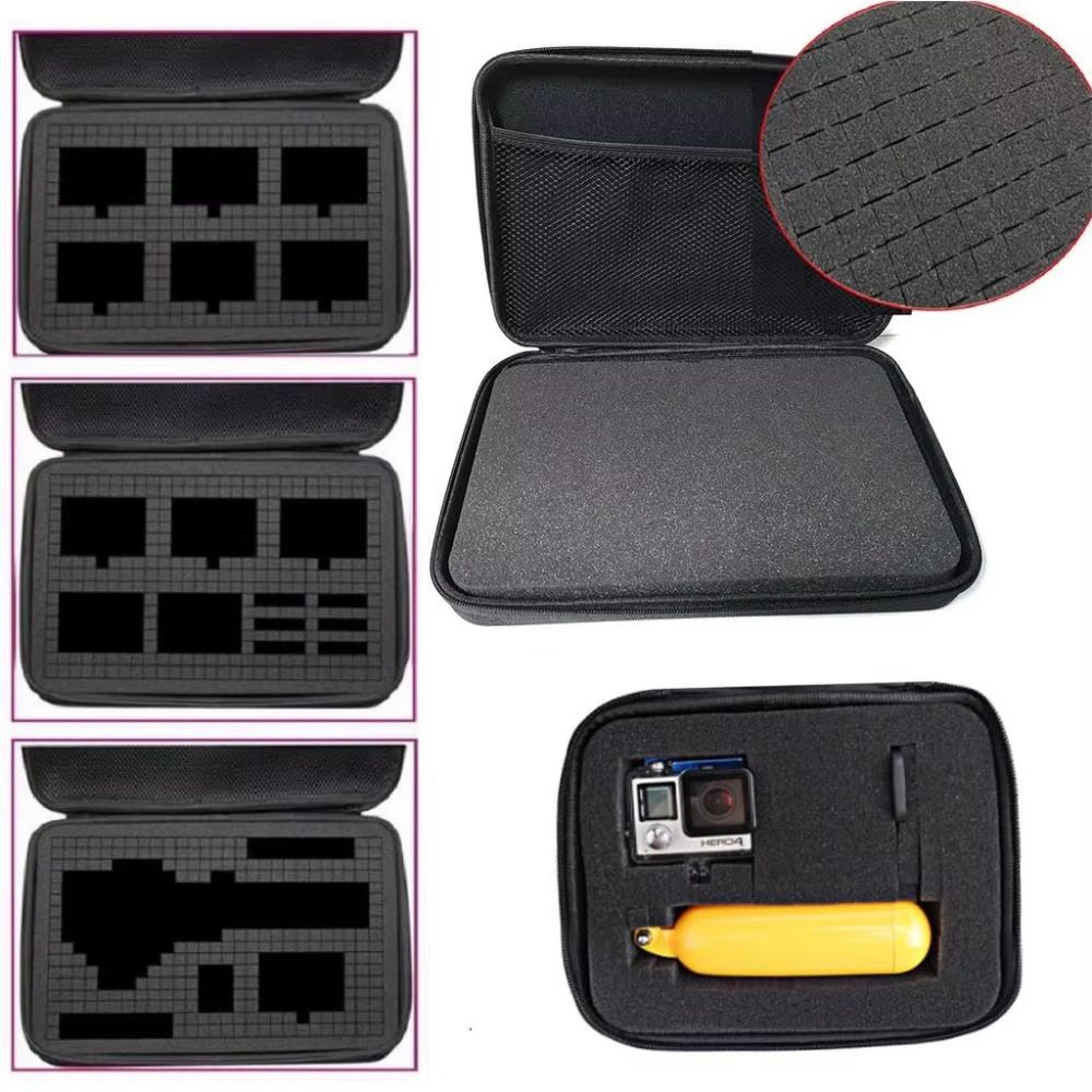 portable foam travel storage box for gopro dji sjcam & action cameras