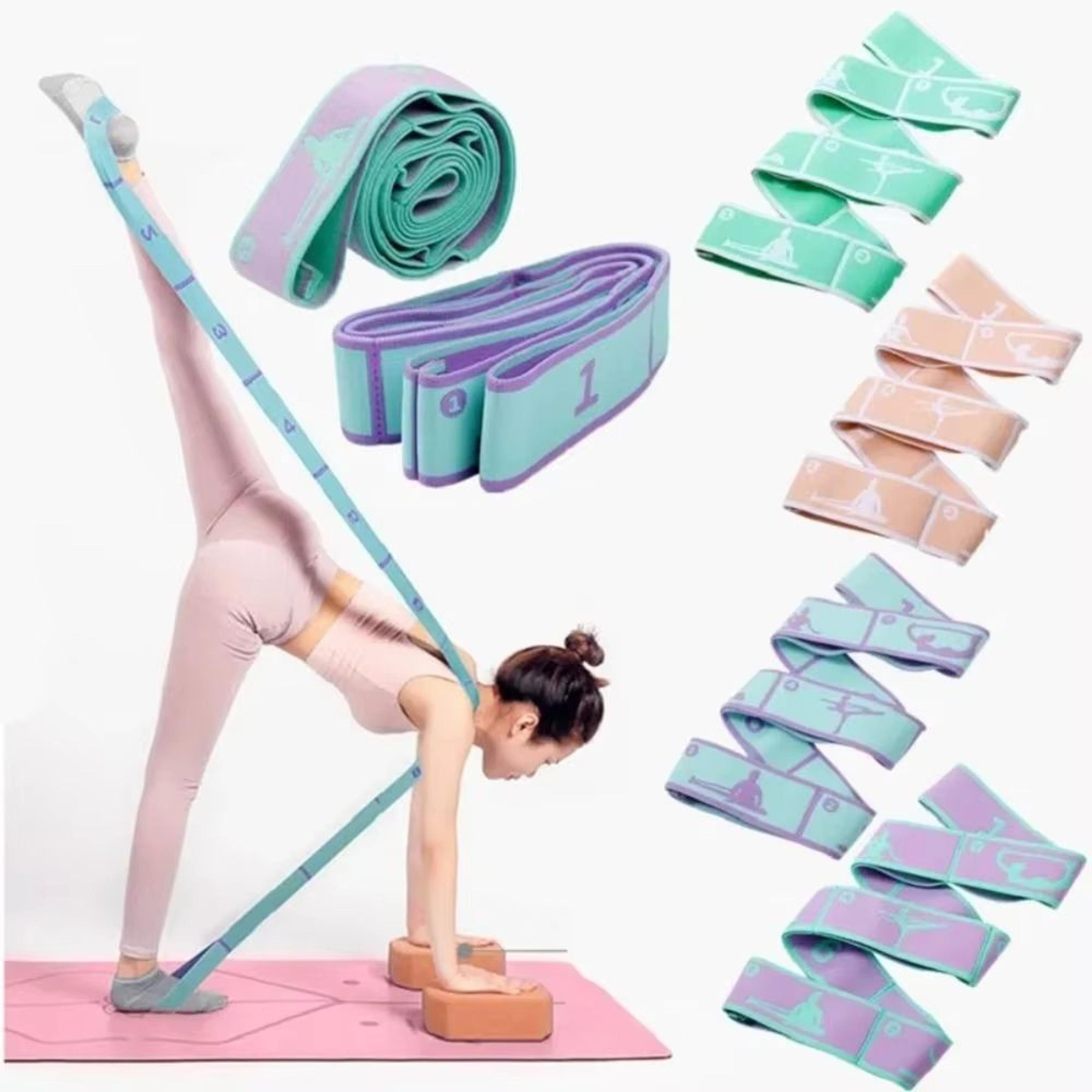 elastic yoga stretching belt & resistance band 6.6ft pilates pull strap for flexibility