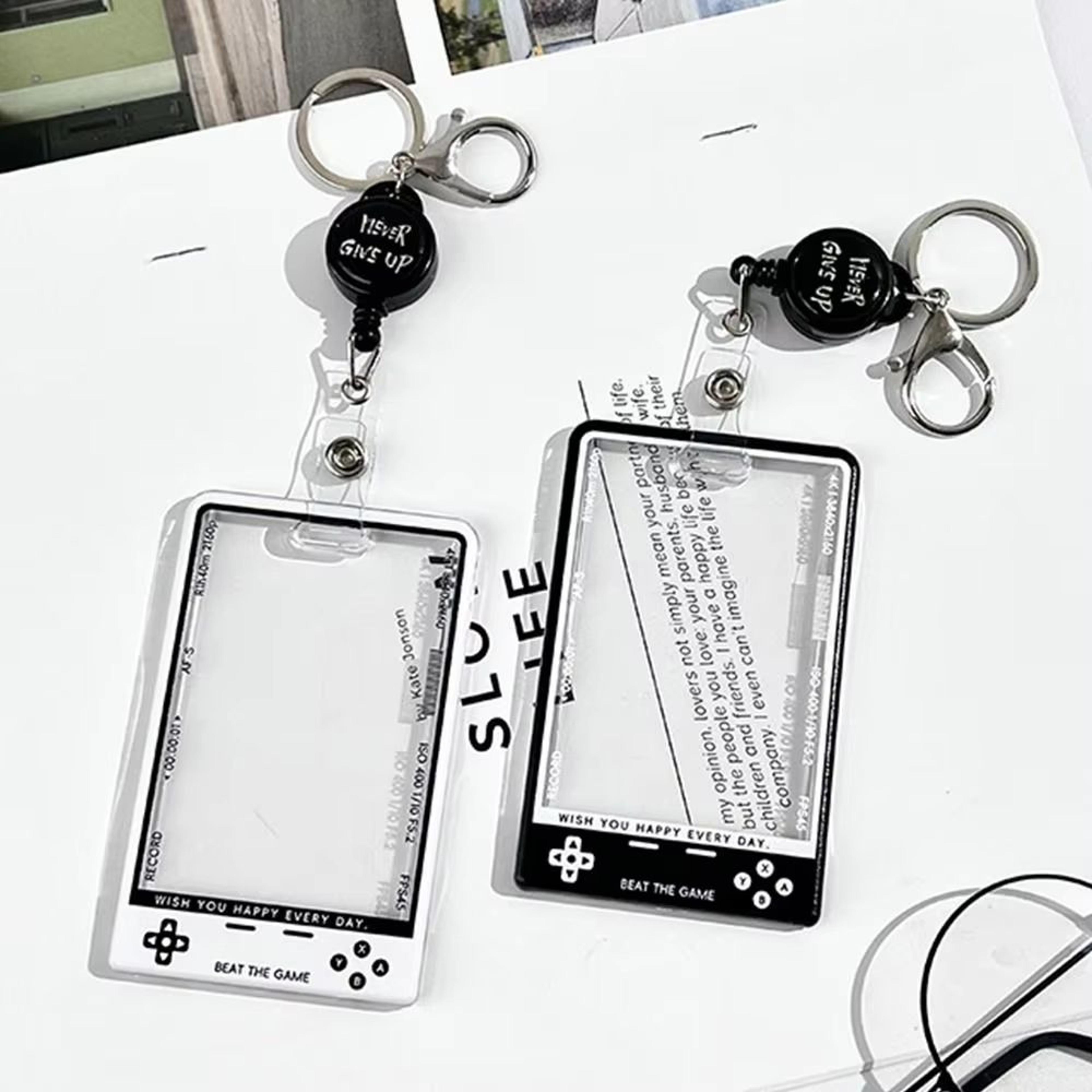 transparent kpop photocard holder with lanyard student id card protector display case