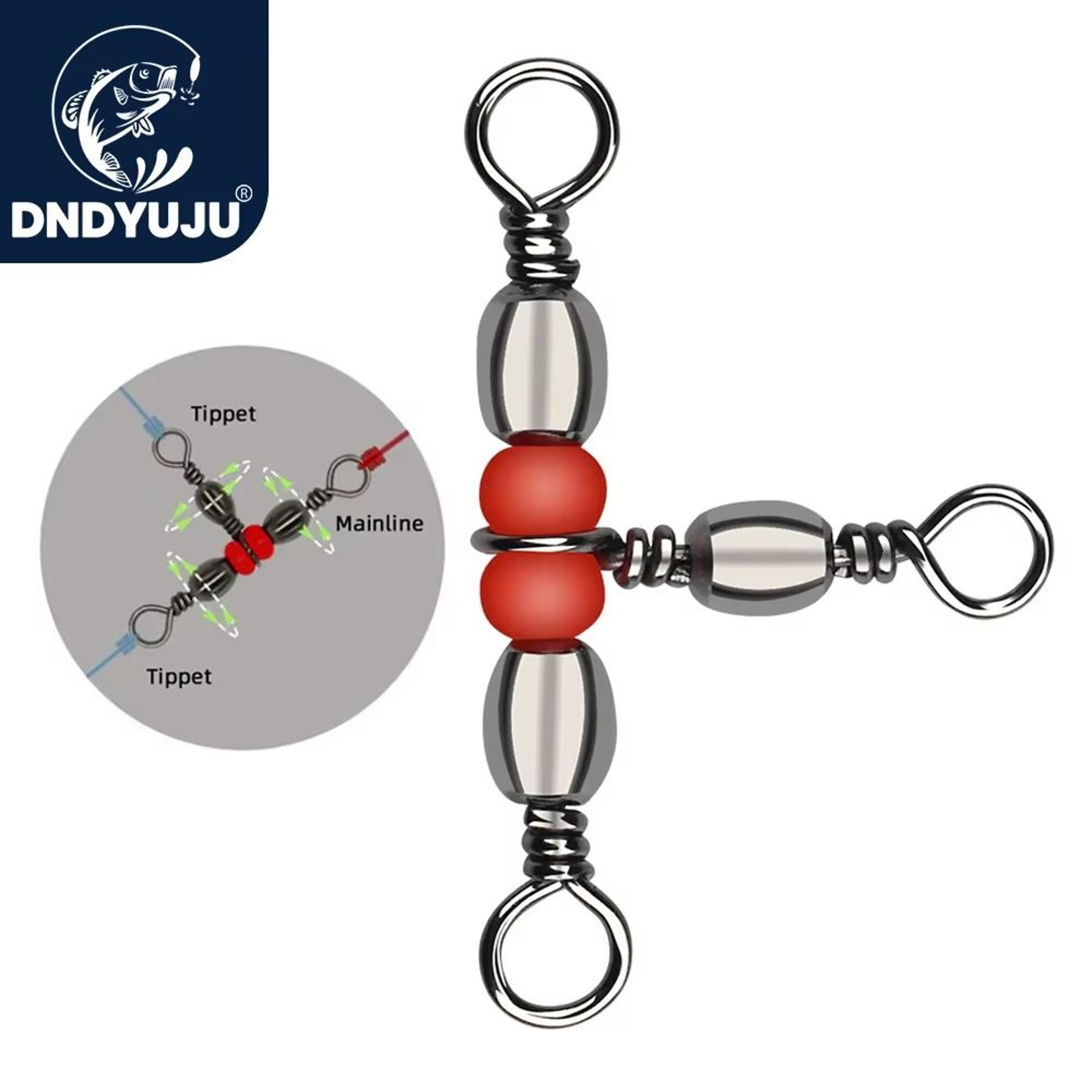 20-piece three-way barrel swivel snap connector set with beads for fishing
