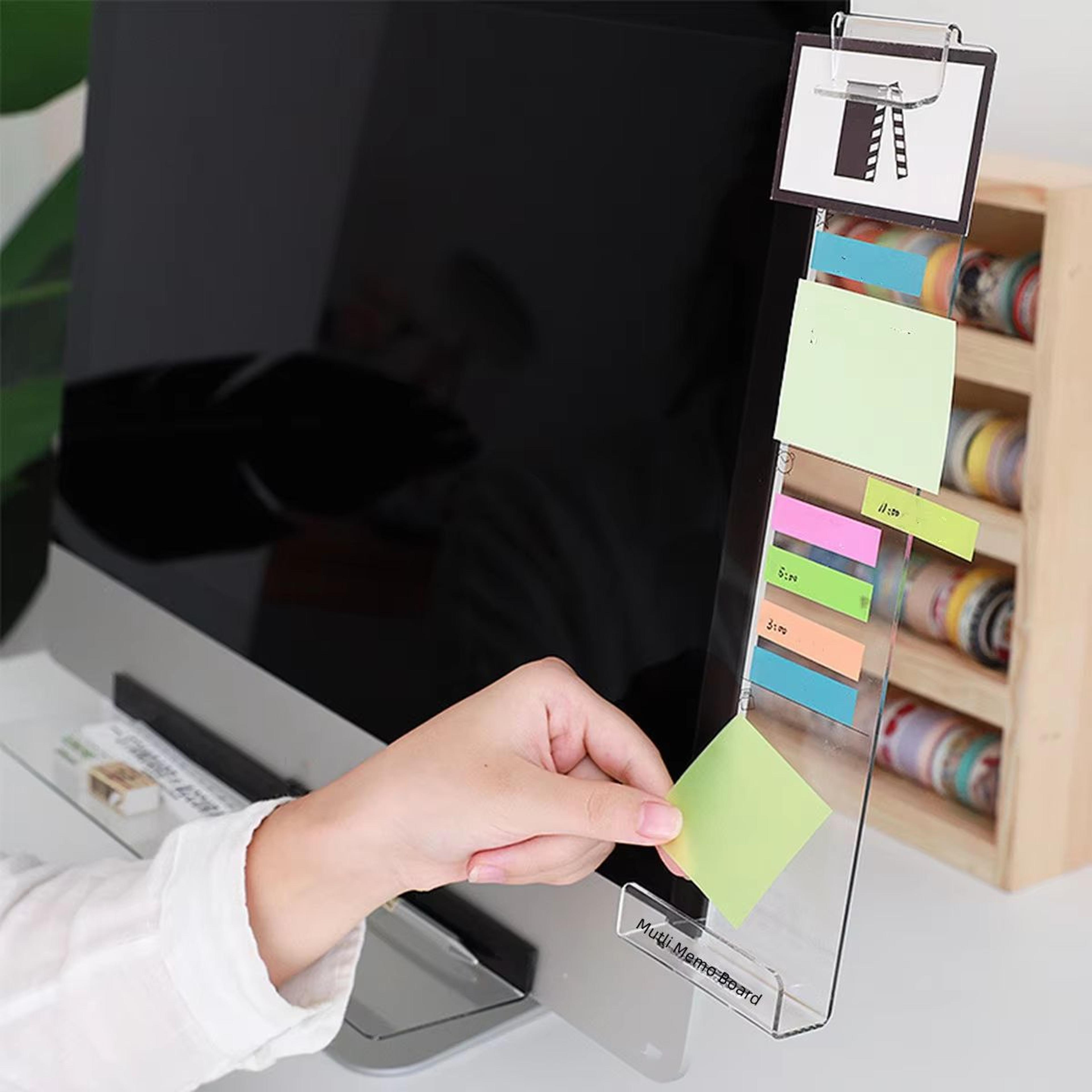 acrylic monitor message board with phone storage and business card holder
