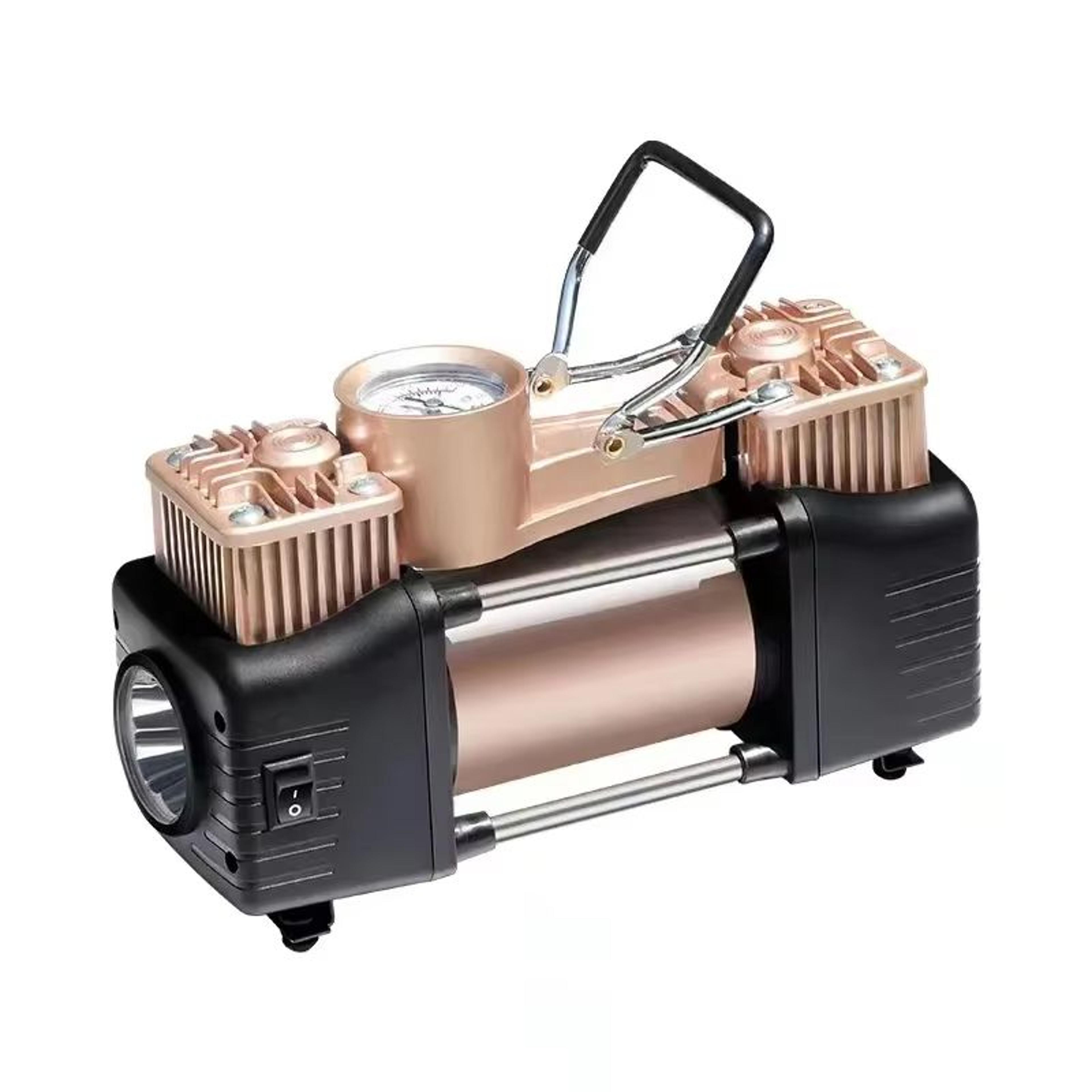 12v 120w dual cylinder car tire inflator portable air pump with led light and auto shut-off