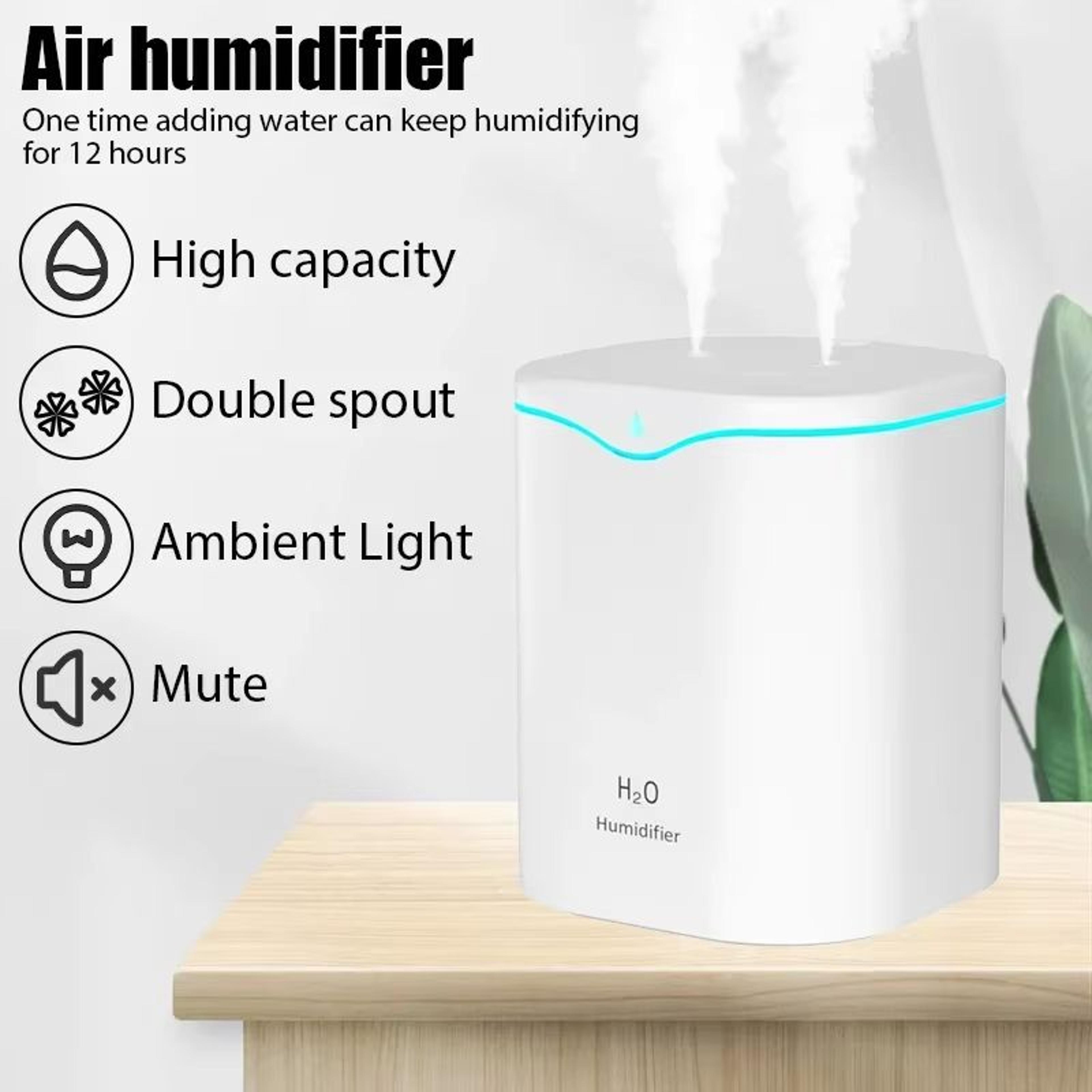 67.6 fl oz cool mist usb air humidifier with dual spray nozzles and colorful night light