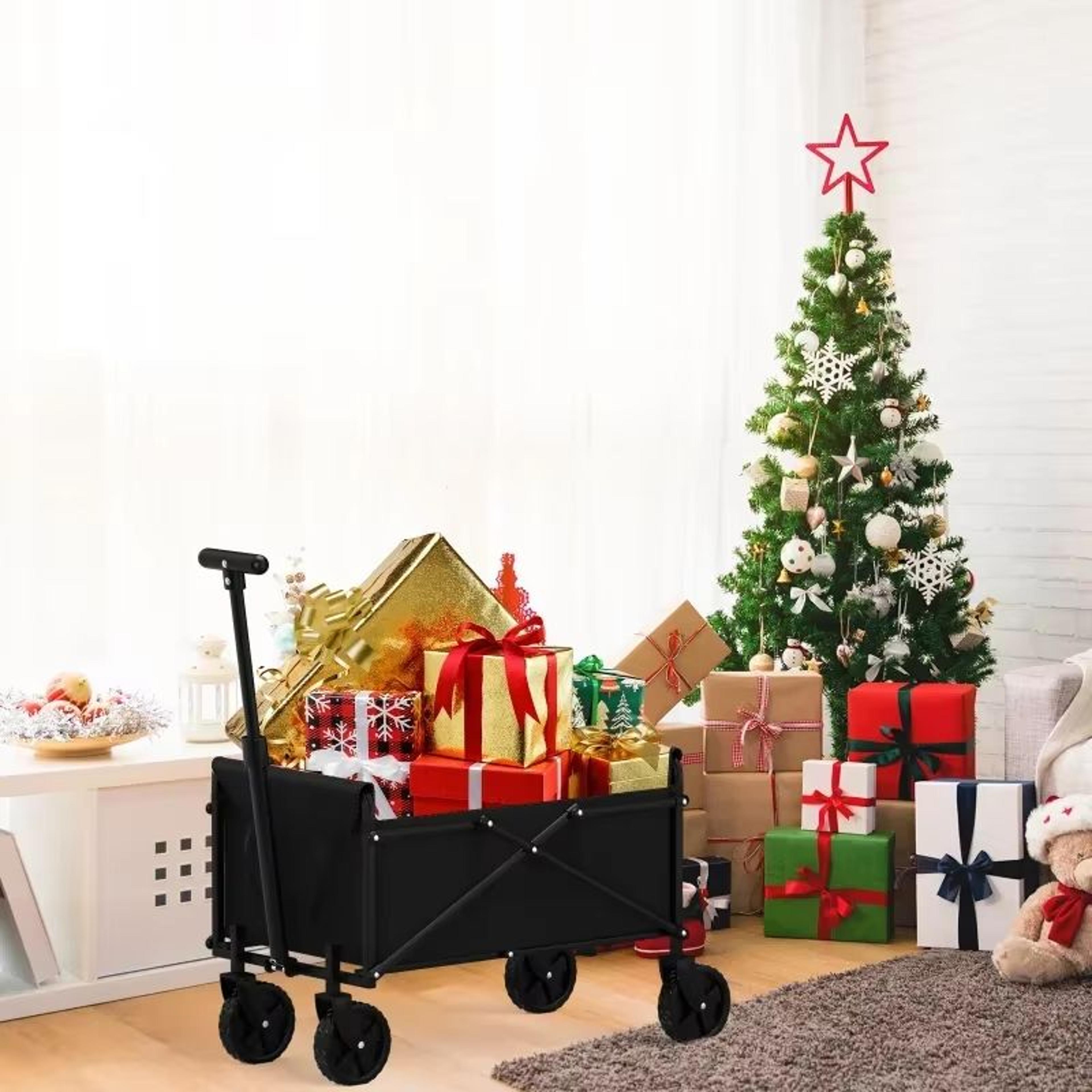 portable folding utility wagon cart for outdoor, garden, beach, and shopping