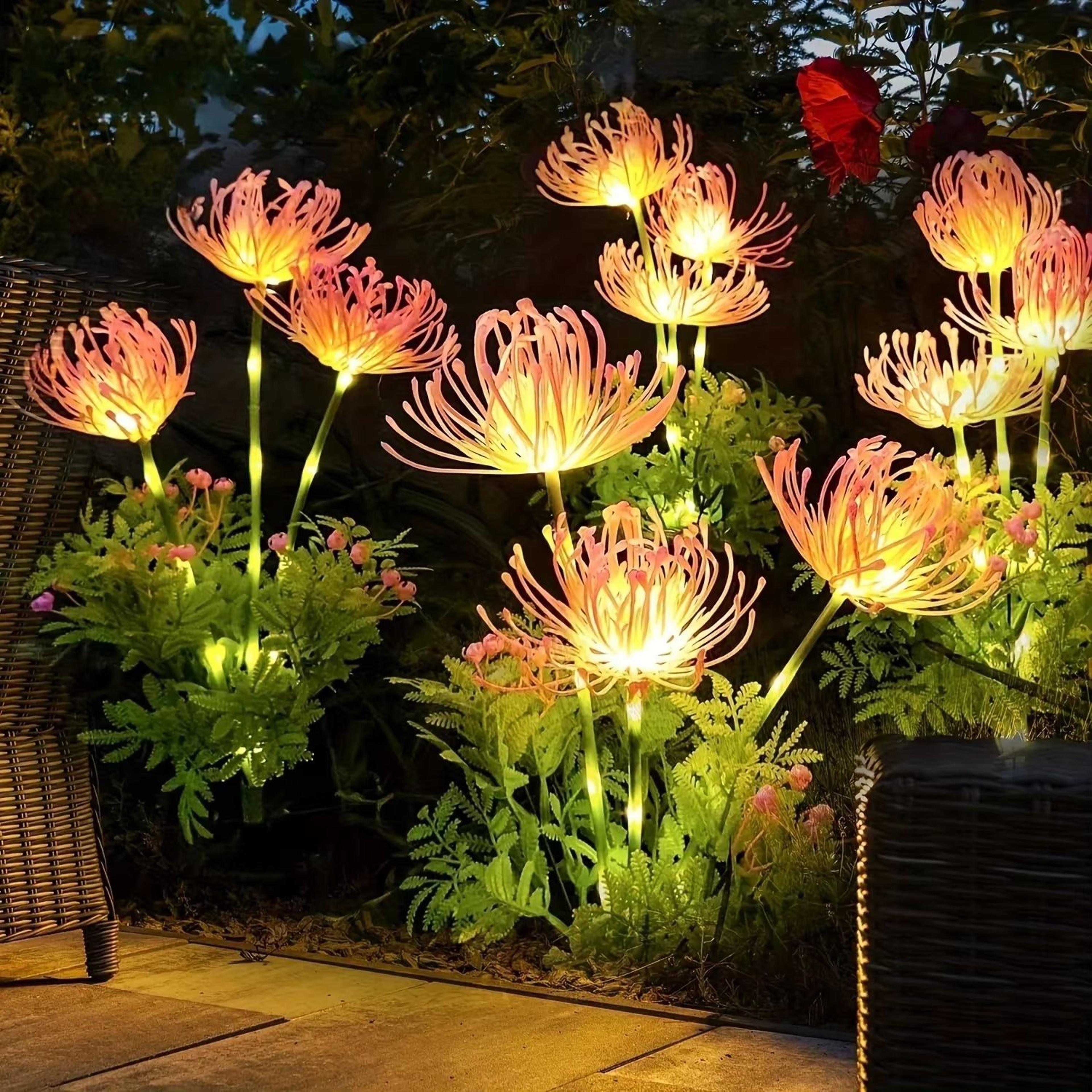 solar flower garden lights outdoor decorative lighting with glowing stems