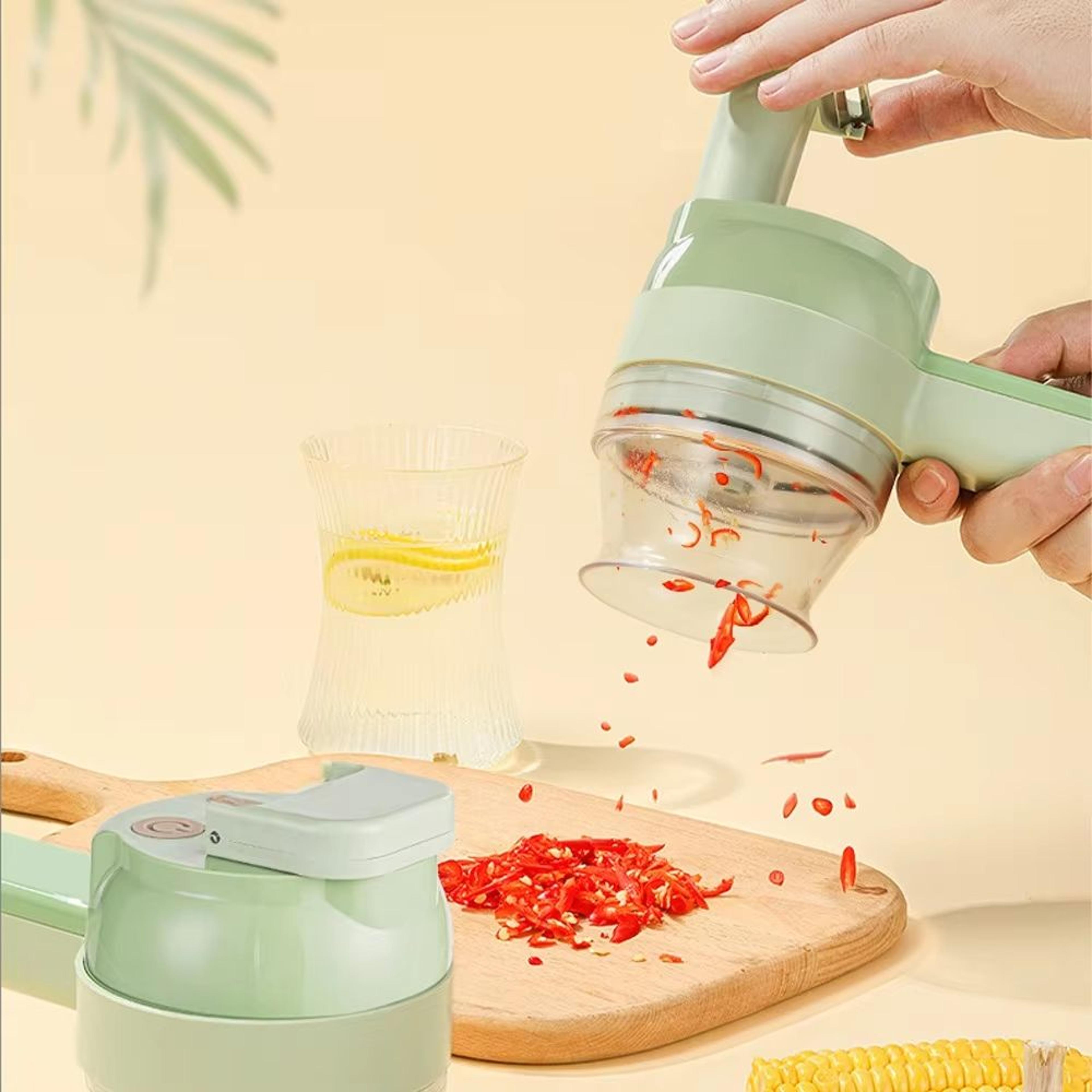 cordless 4-in-1 electric garlic mincer & vegetable cutter set – portable handheld food chopper