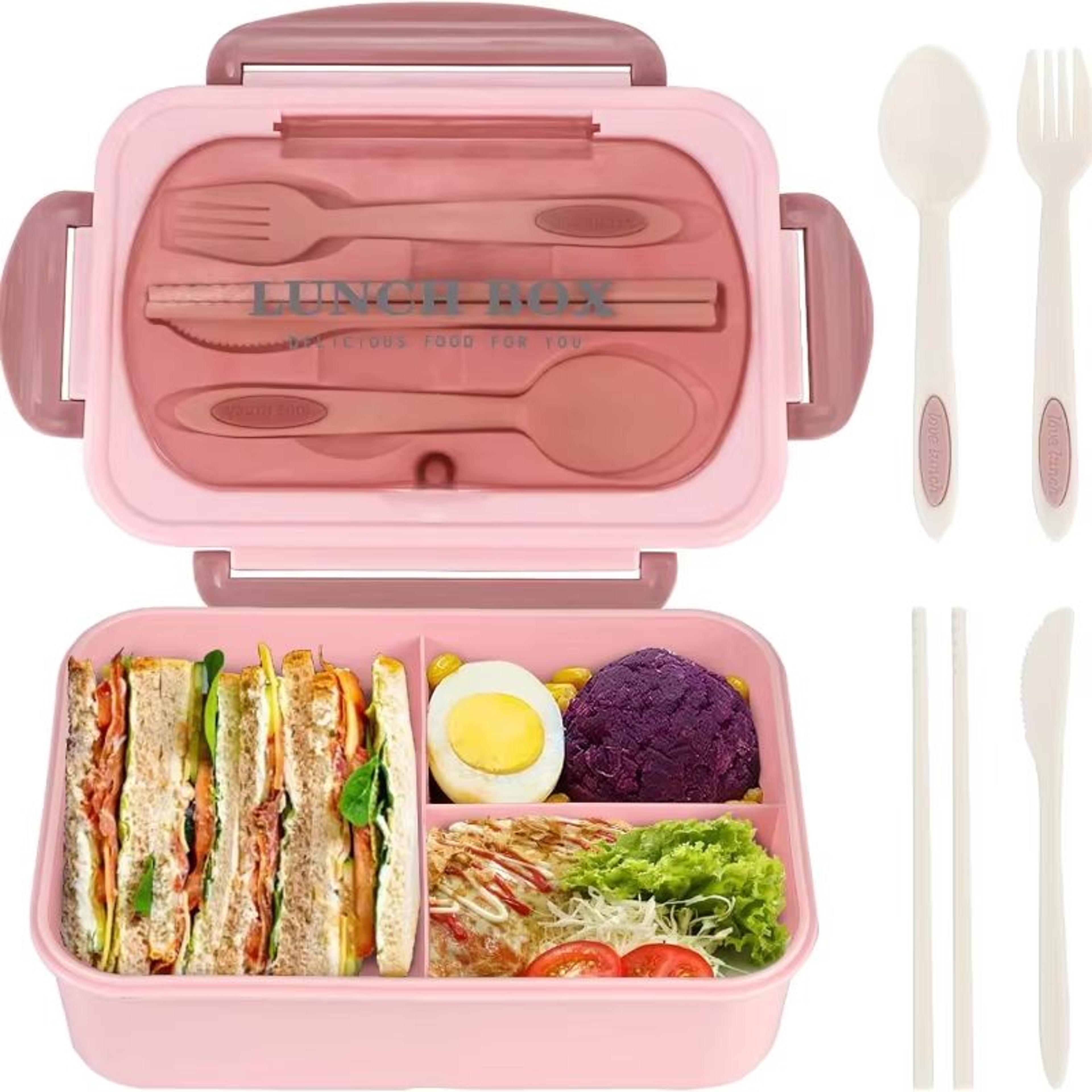 40.58 oz bento lunch box with utensils and insulated bag – 3-compartment leak-proof meal prep solution