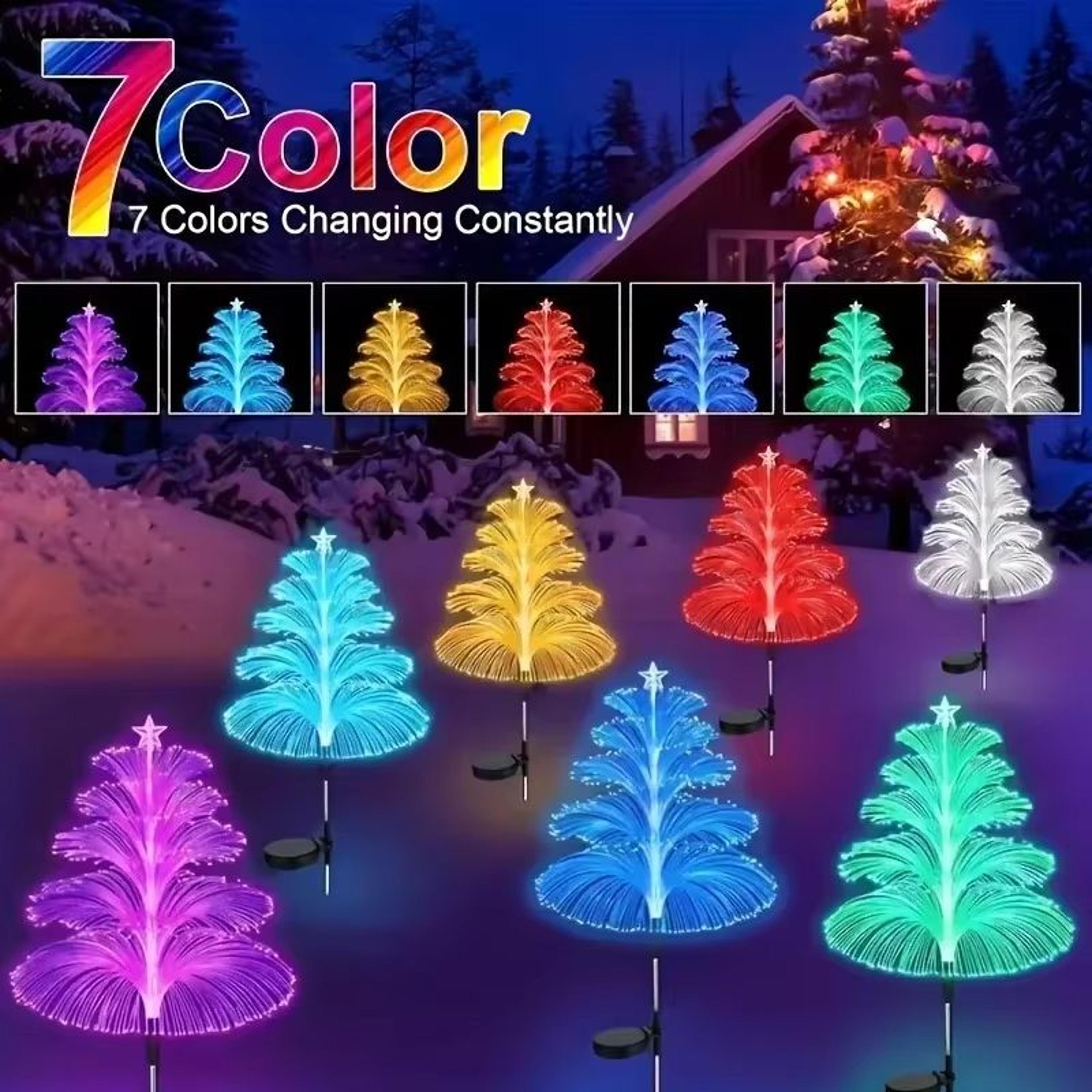 outdoor solar 7-color changing jellyfish reed led garden stake lights