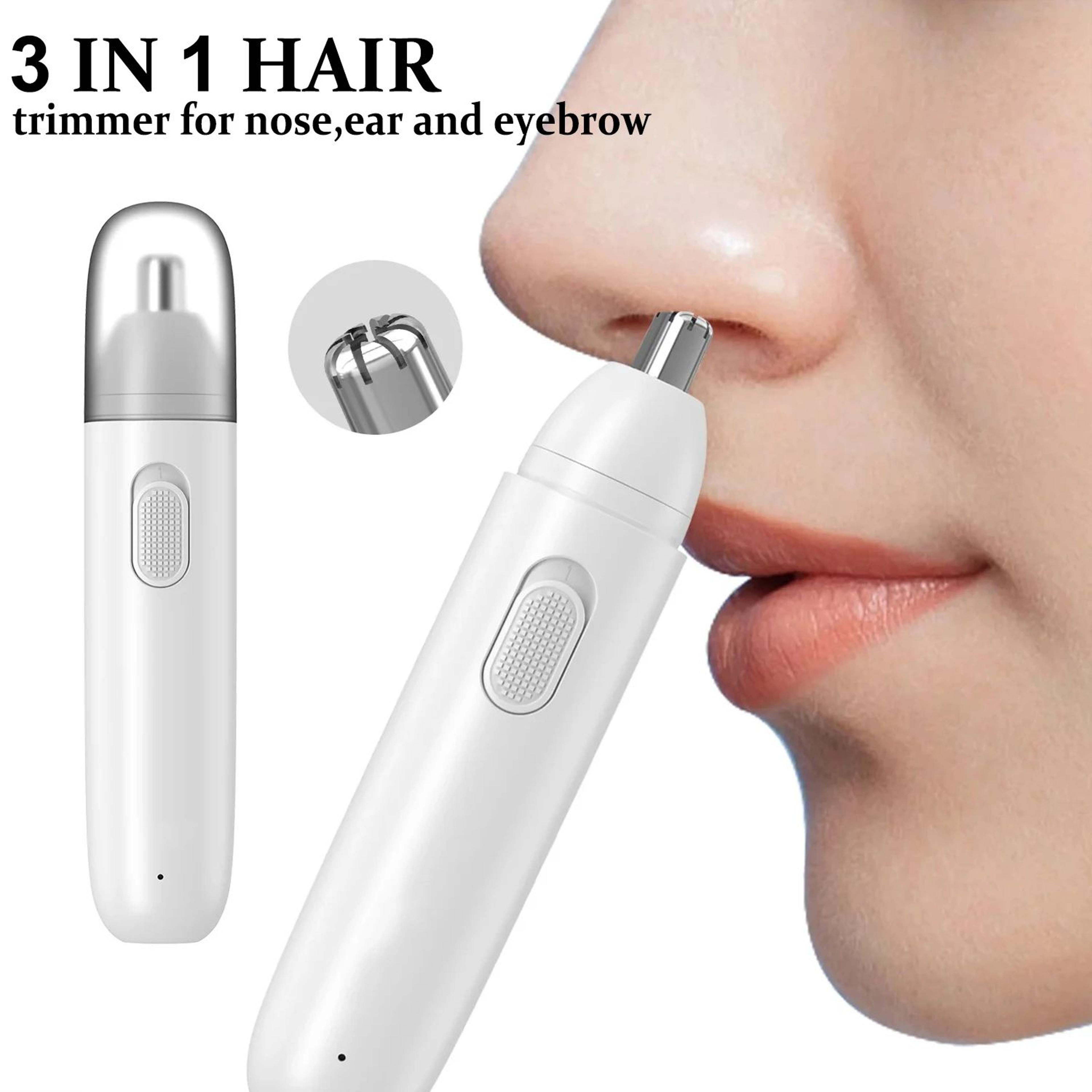battery powered men's nose hair trimmer with 360° dual rotary blades