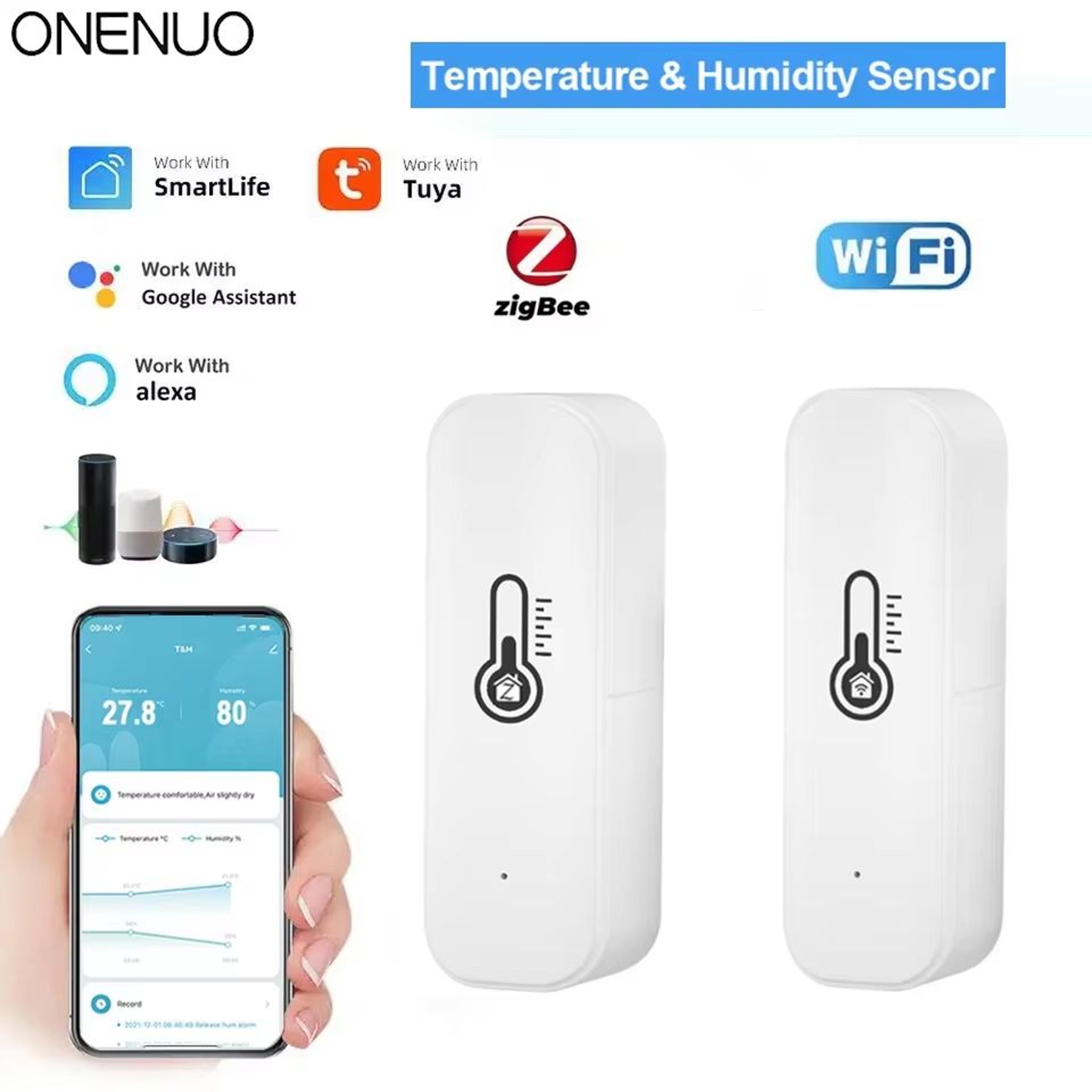 tuya zigbee/wi-fi smart temperature and humidity sensor compatible with smart life alexa google assistant