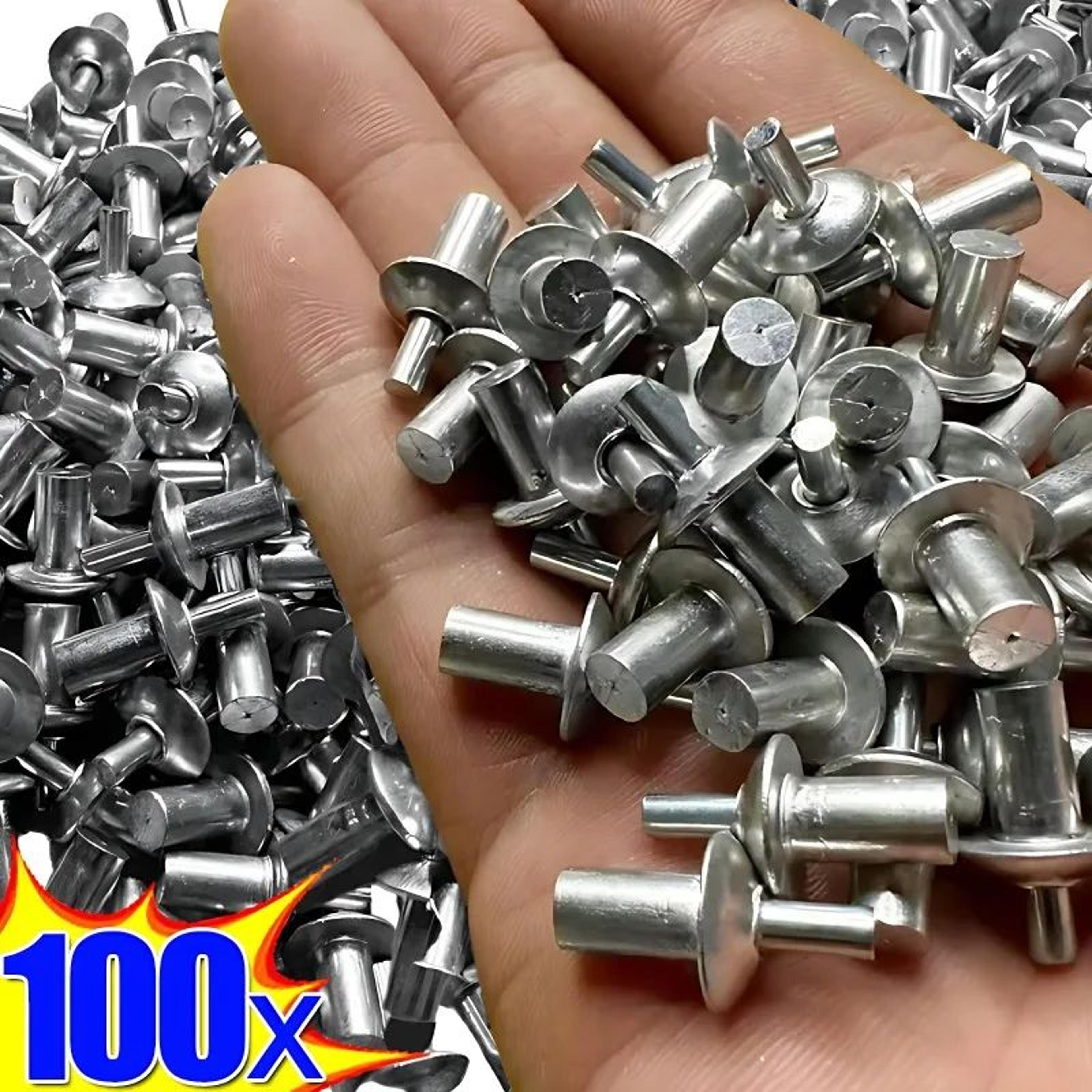 100-piece hammer drive expansion rivets aluminum fastener set for diy and construction