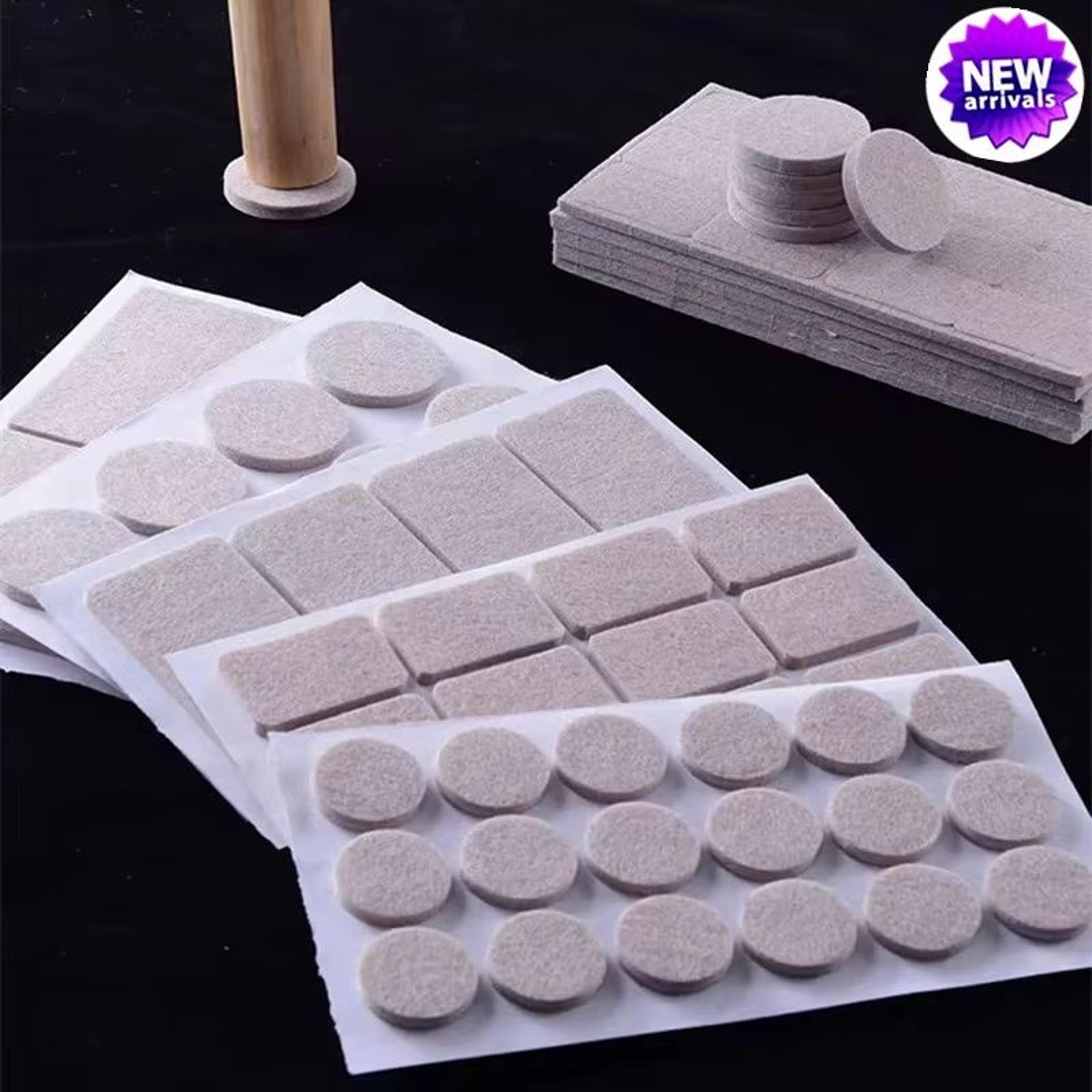 self-adhesive felt chair leg pads floor protectors 3mm (0.12 in) thick, 72-piece set
