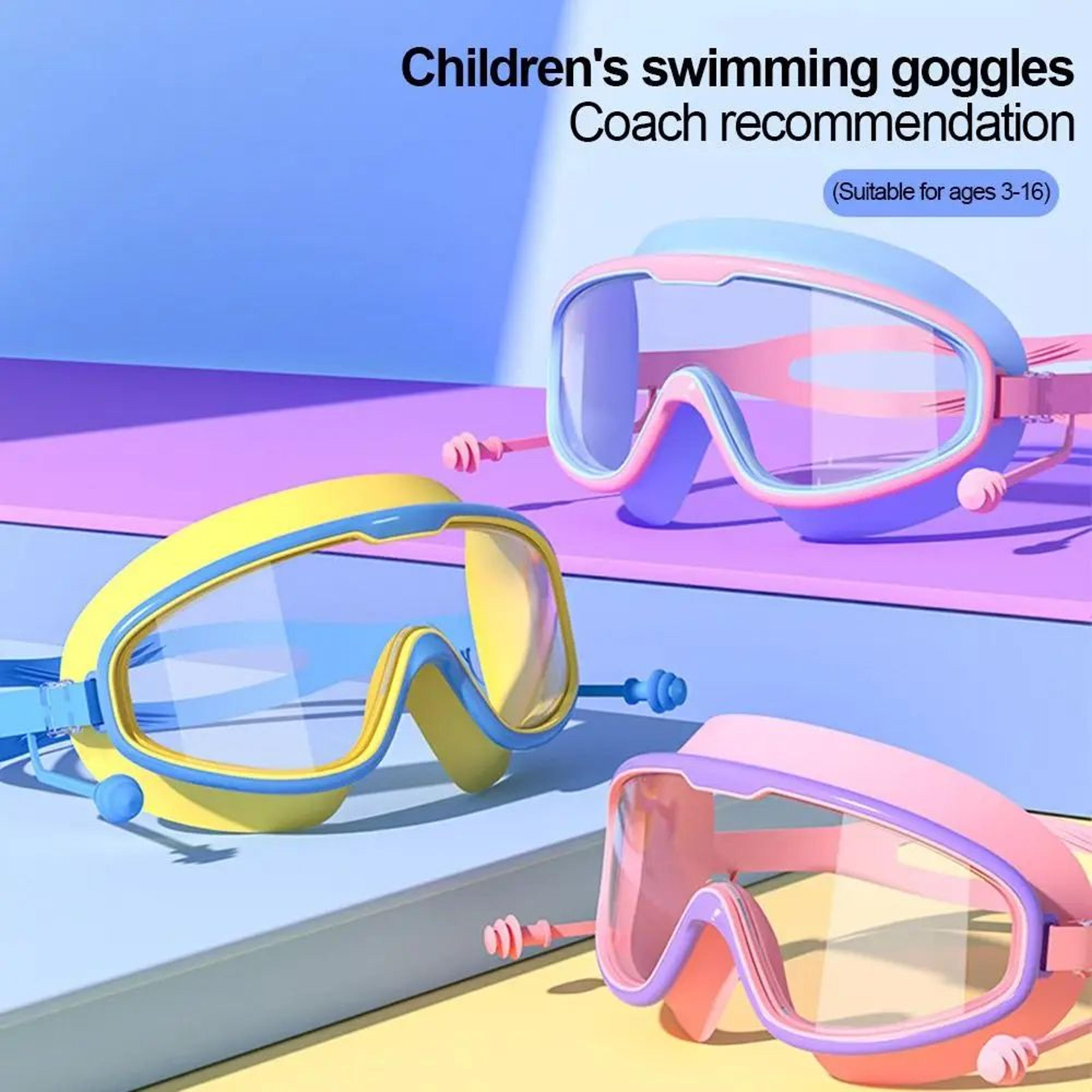 kids anti-fog no-leak swim goggles clear pool and beach eyewear ages 3-15