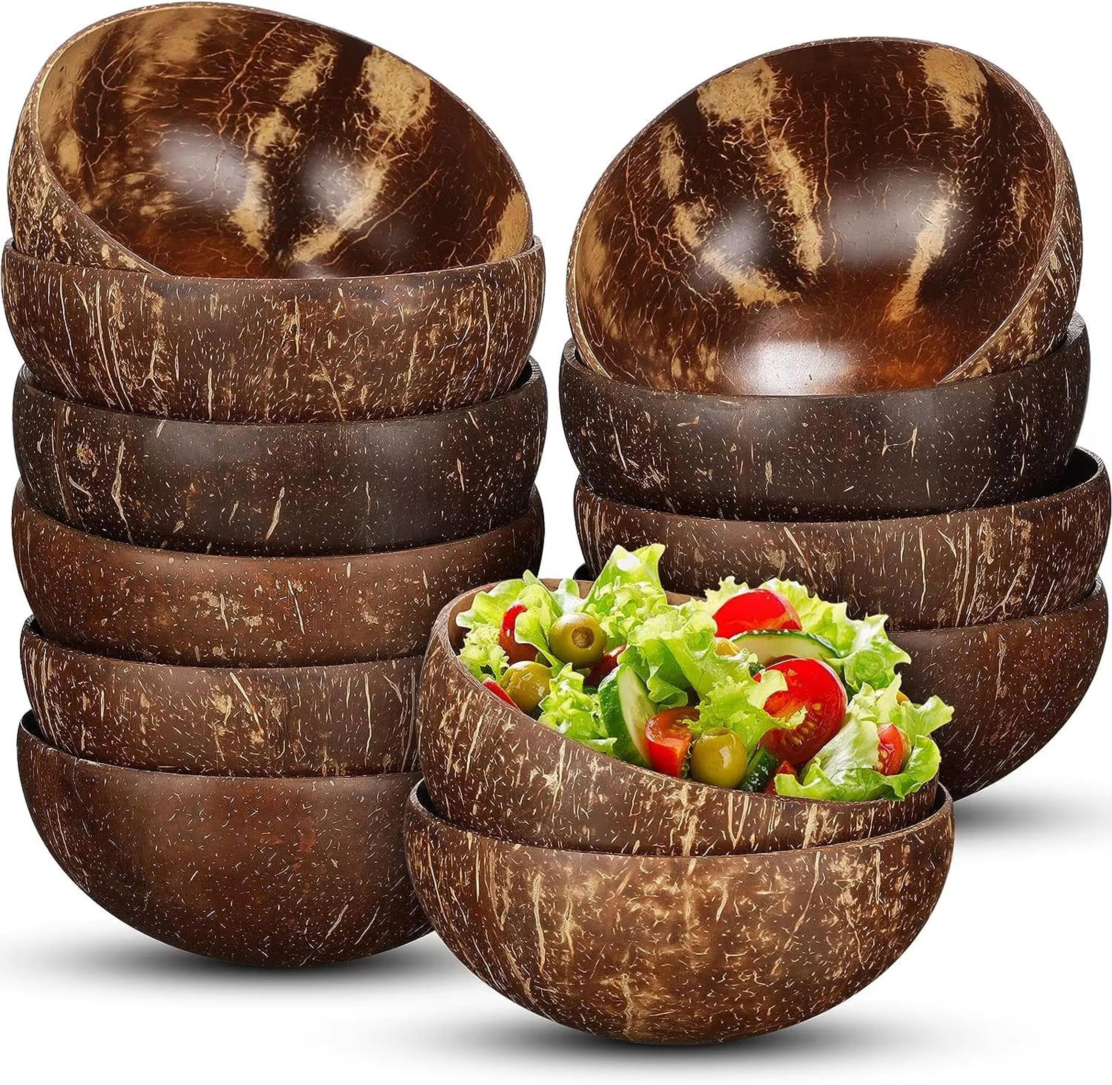 natural coconut shell serving bowls for salad breakfast and entertaining