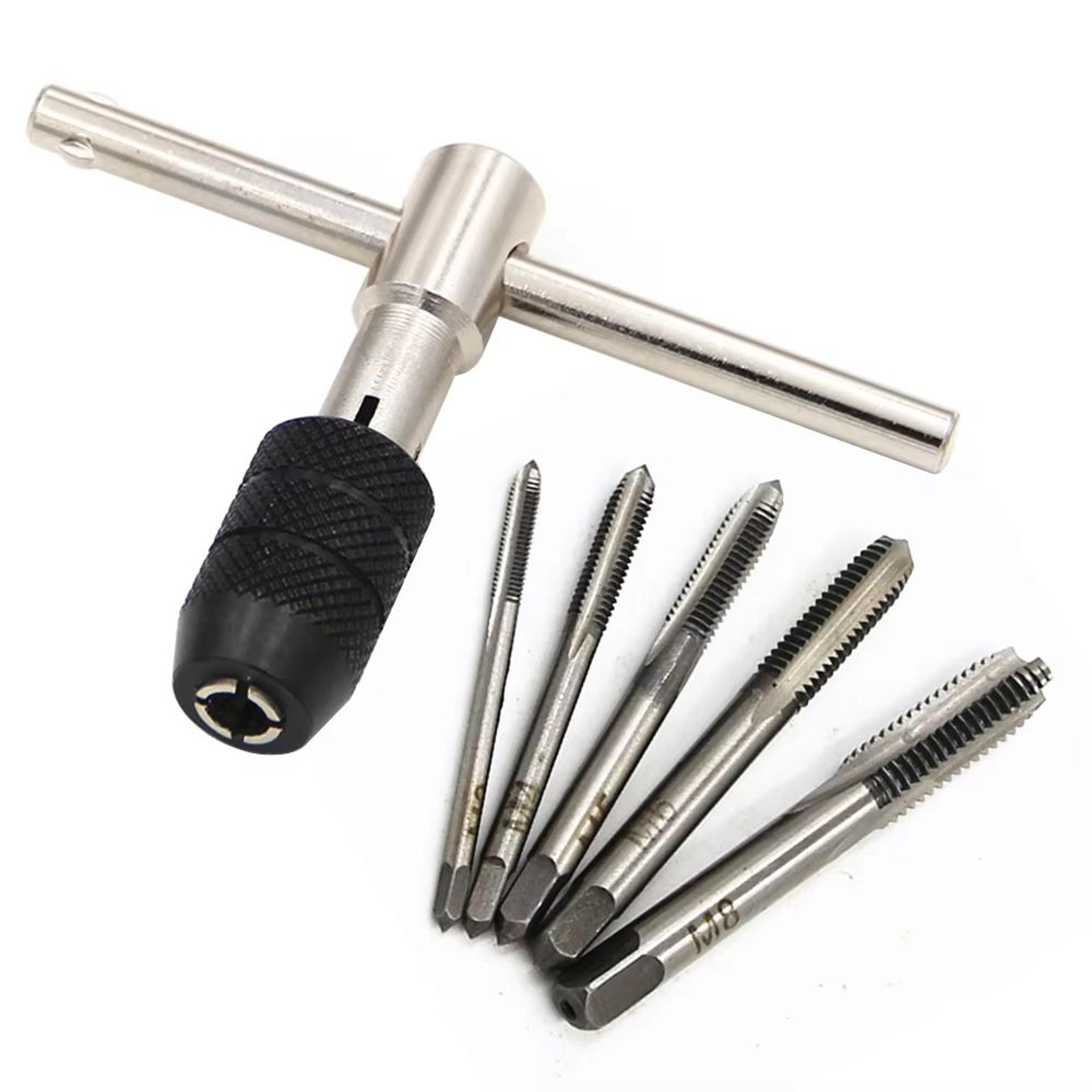 t-type adjustable hand tap wrench set for 3mm to 6mm thread tapping m6 to m8