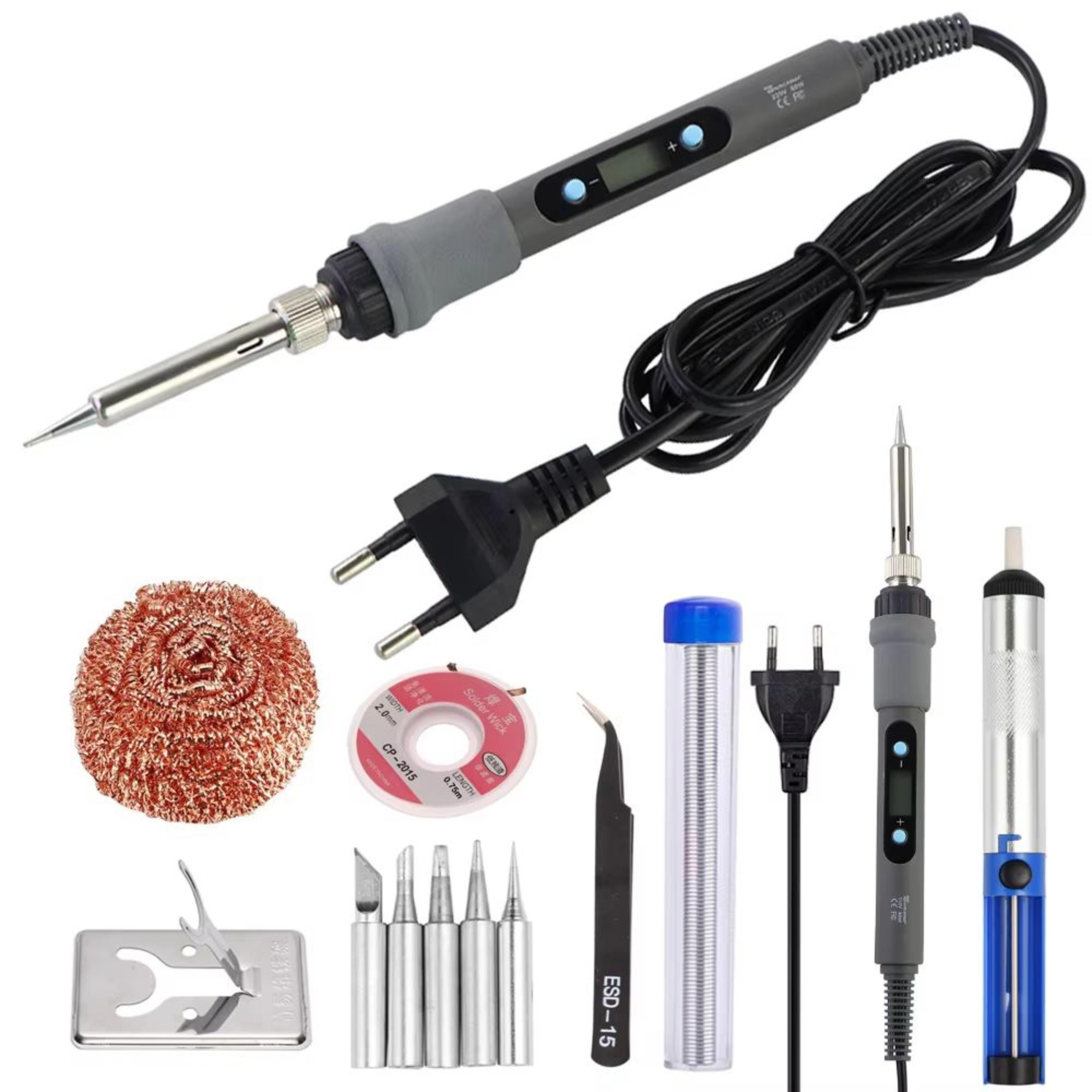 60w/80w digital temperature adjustable electric soldering iron kit with tips