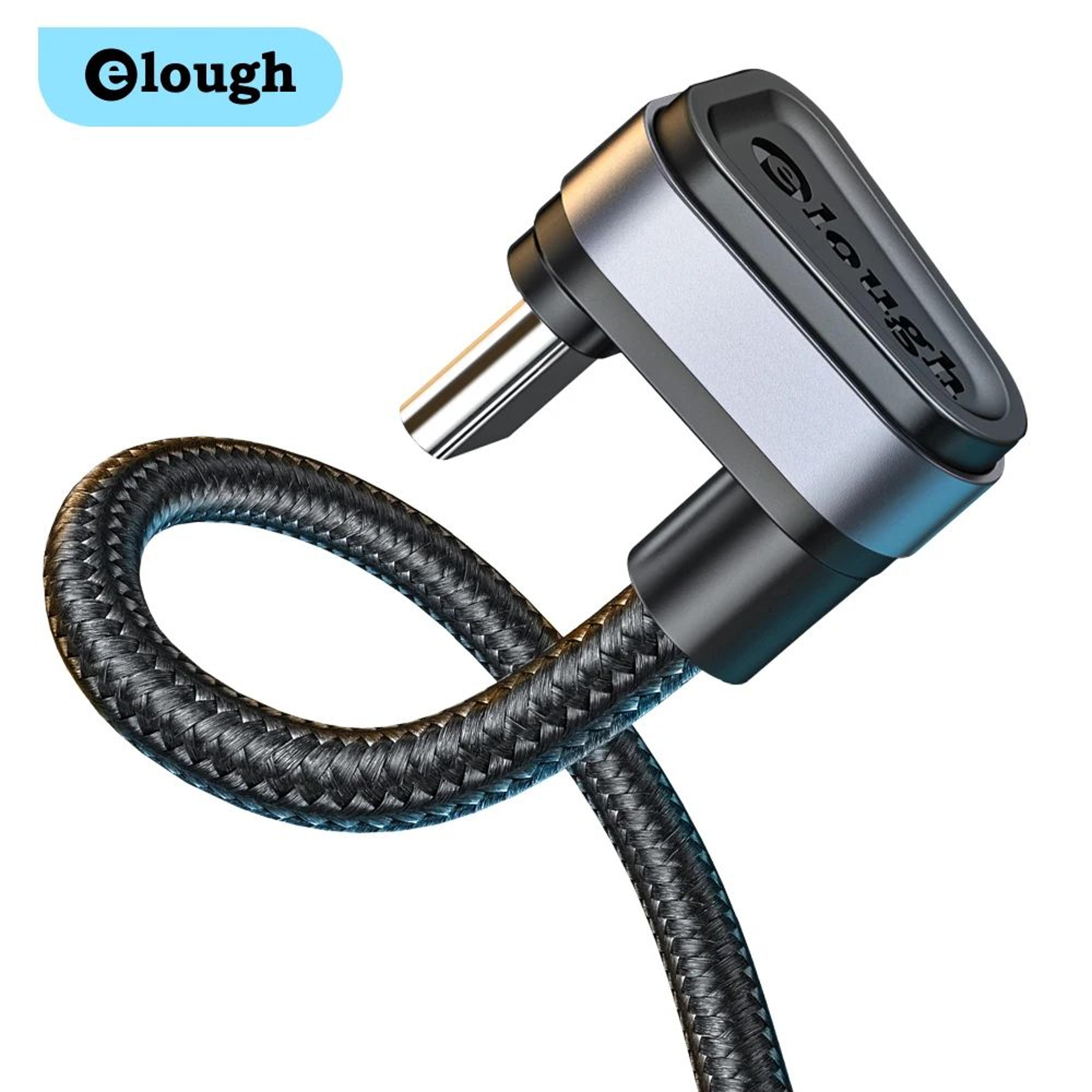 elough usb type-c fast charging and data cable 2.4a with 180-degree usb-c connector