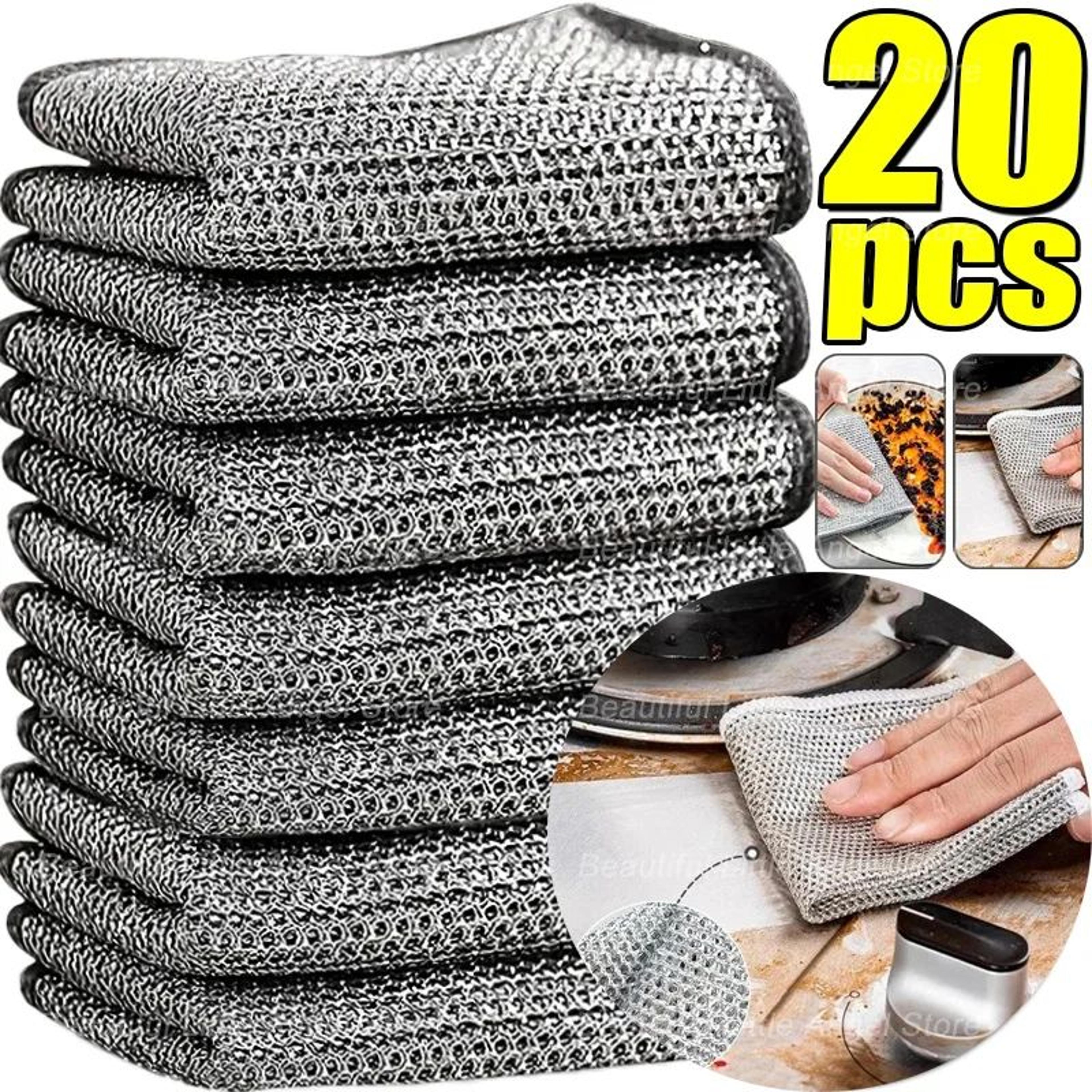 thickened steel wire cleaning cloth non scratch microfiber mesh dishcloth, single or double layer set
