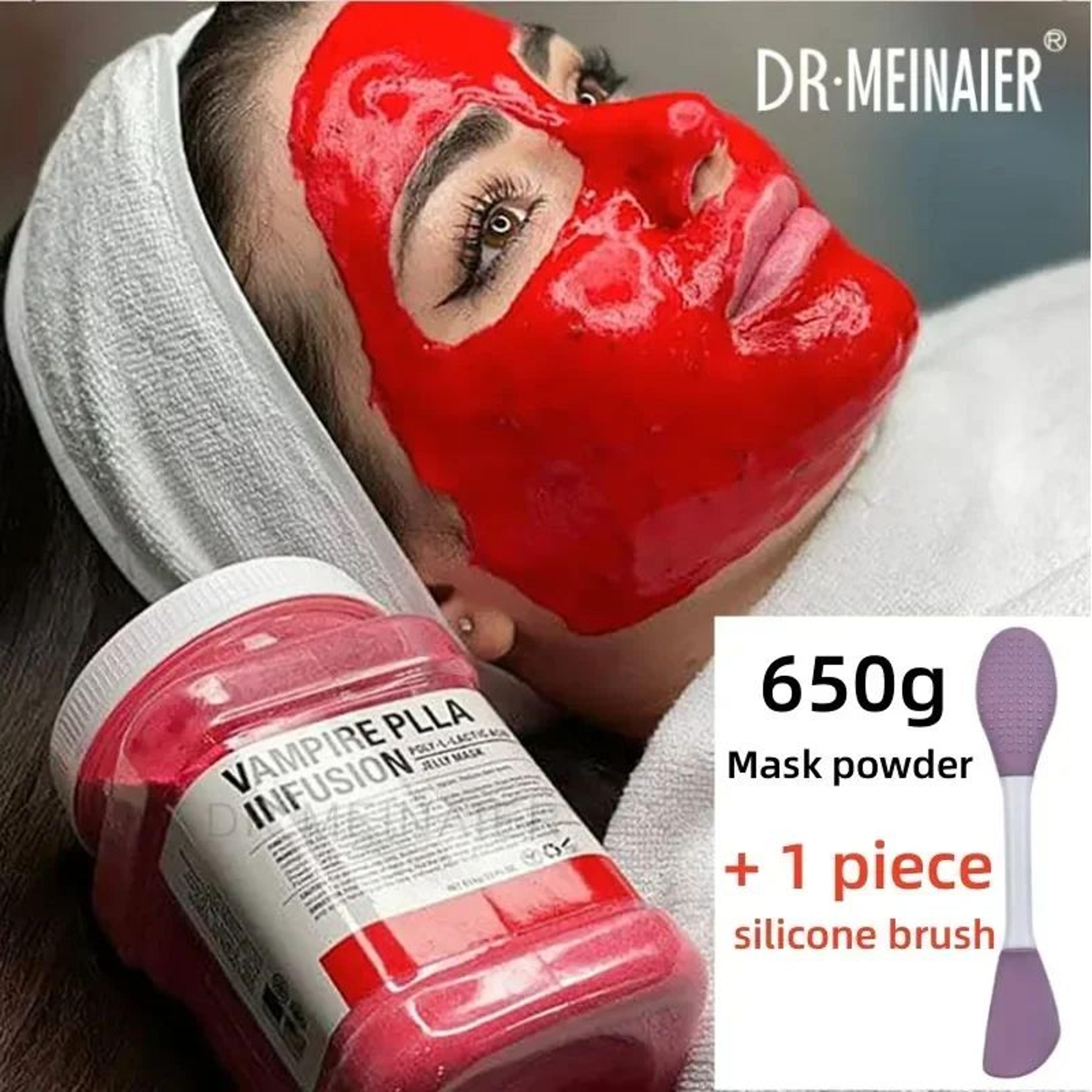 650g chamomile hyaluronic acid facial moisturizing jelly mask powder with silicone brush