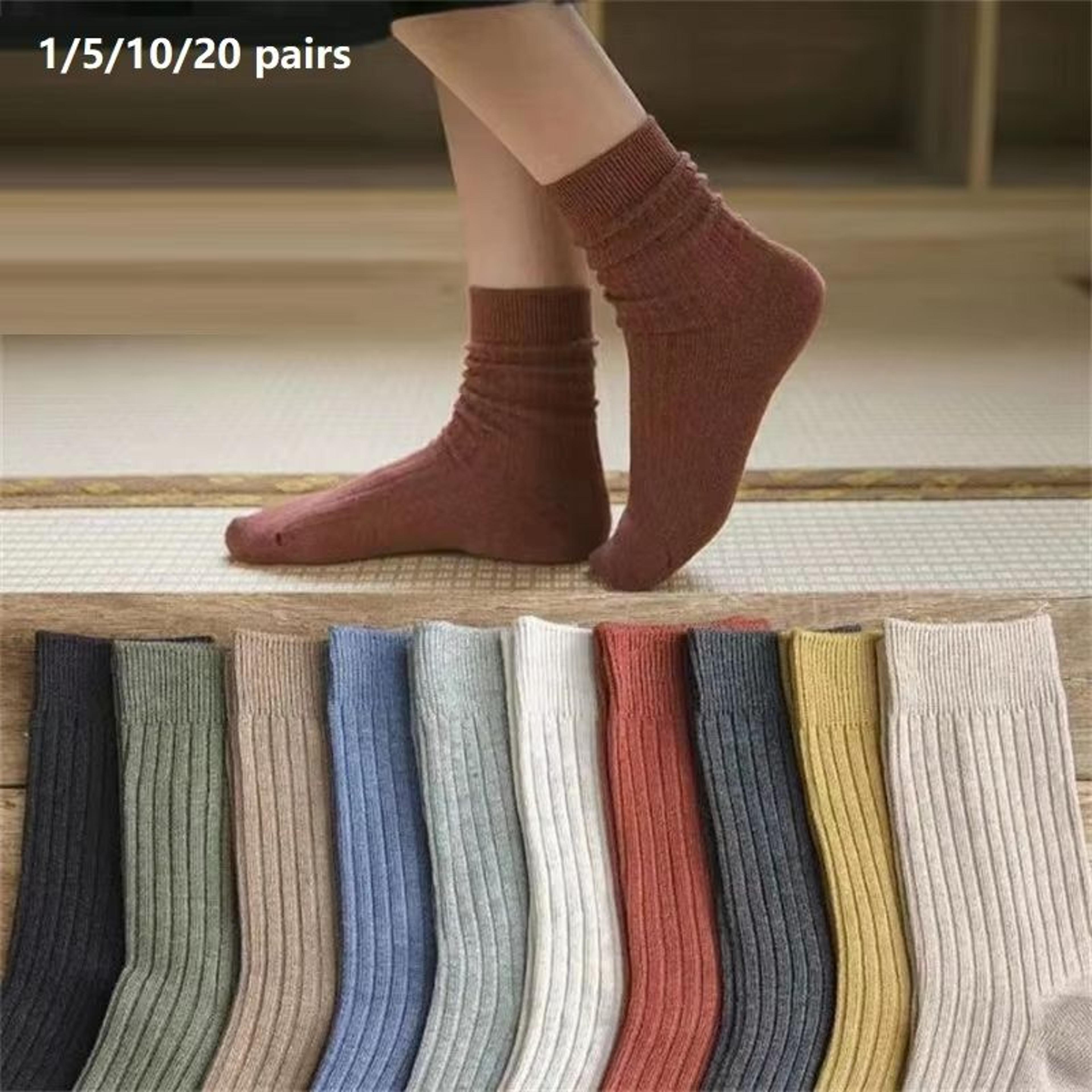 vibrant mixed color striped comfort crew socks for women (5–20 pairs)