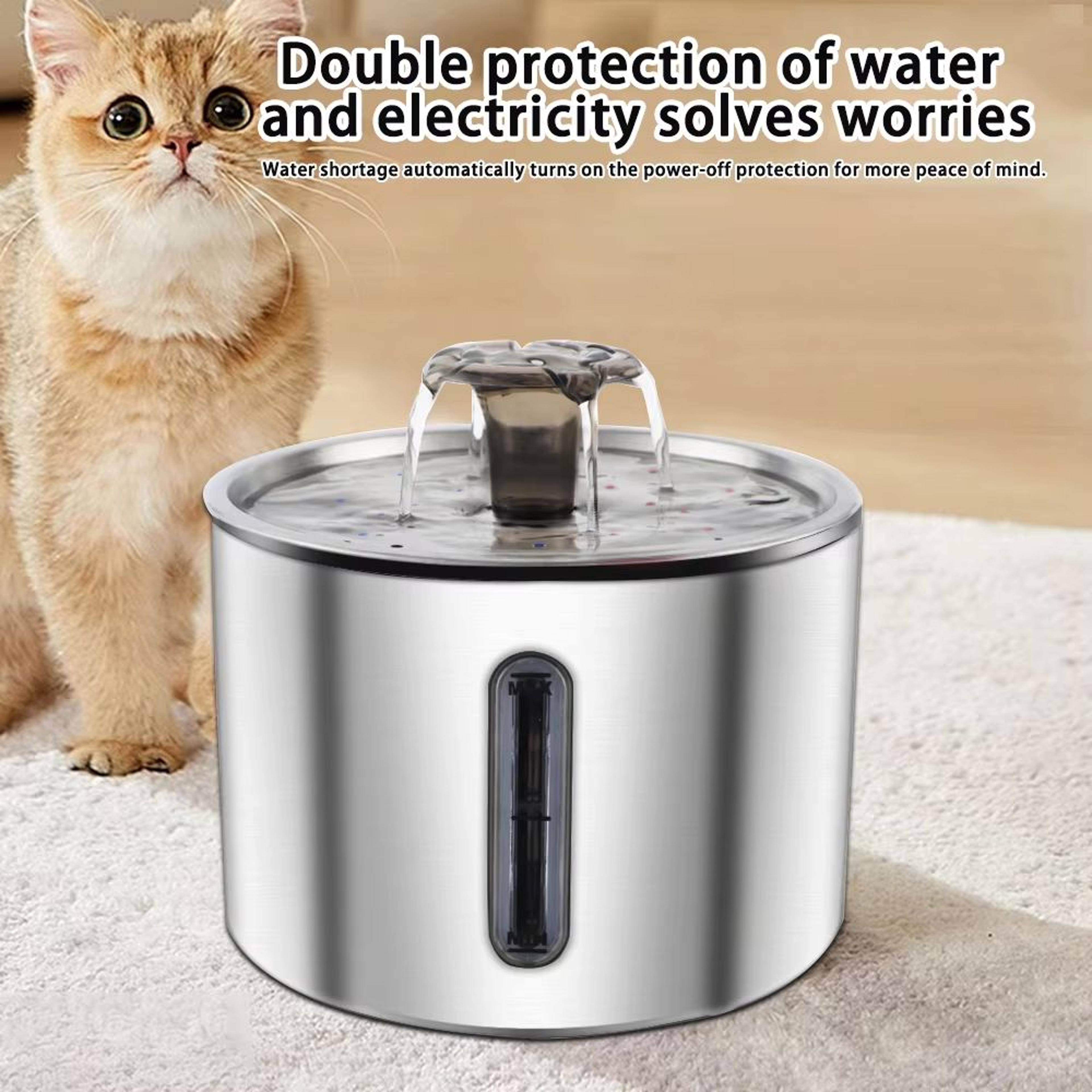 stainless steel automatic cat water fountain 84.54 fl oz pet hydration dispenser