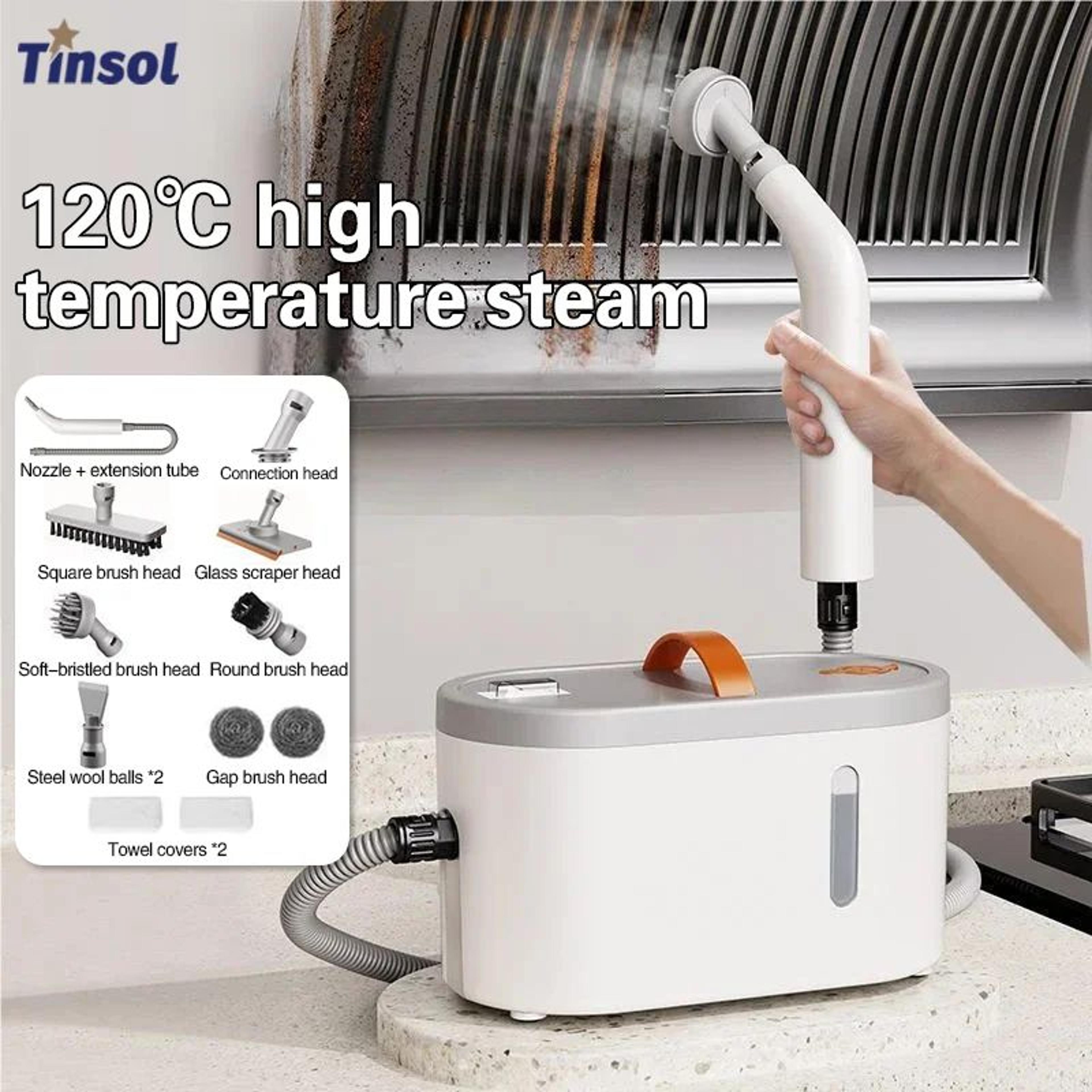 tinsol handheld high-temperature steam cleaner for deep kitchen and home cleaning