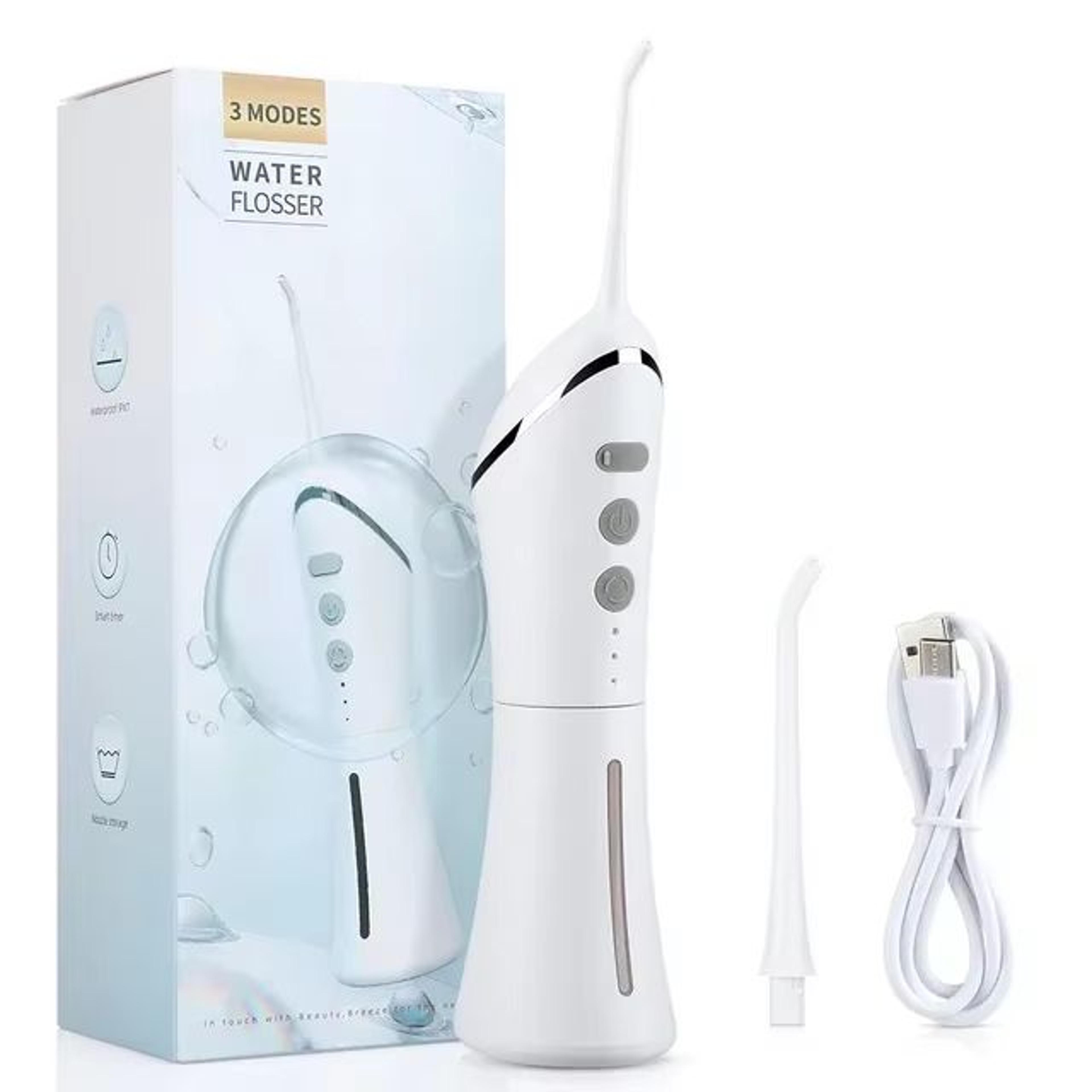 electric tooth flosser with high-pressure jet, rechargeable toothbrush, whitening & gum care