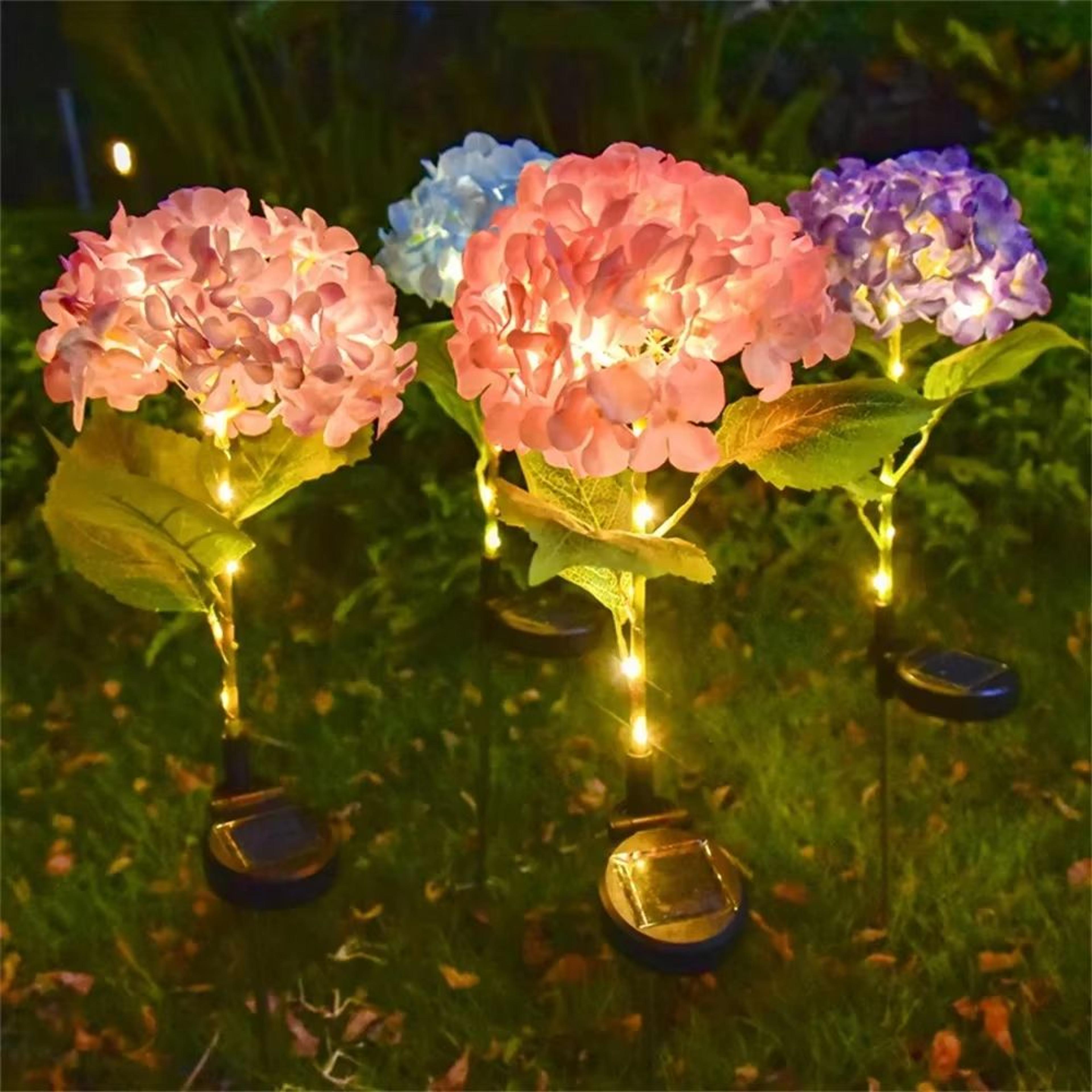 solar garden hydrangea led outdoor stake lights waterproof decorative
